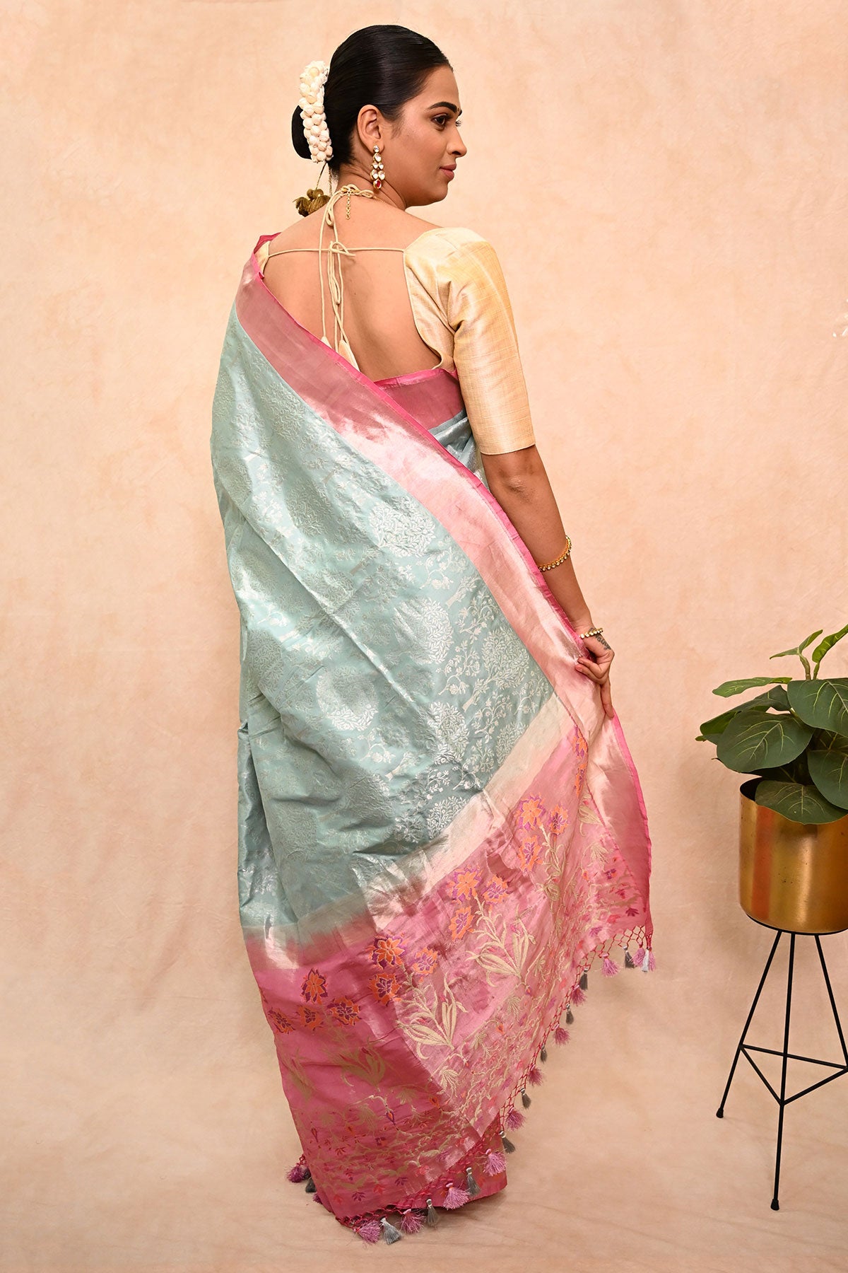 Tissue Banarasi Saree with Jamdani Tilfi Border