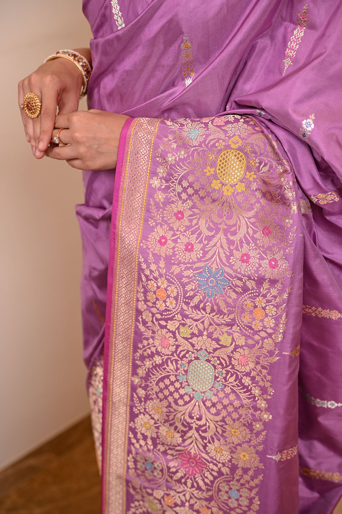 Katan Silk Rupa-Sona Banarasi Saree with Tilfi Weave