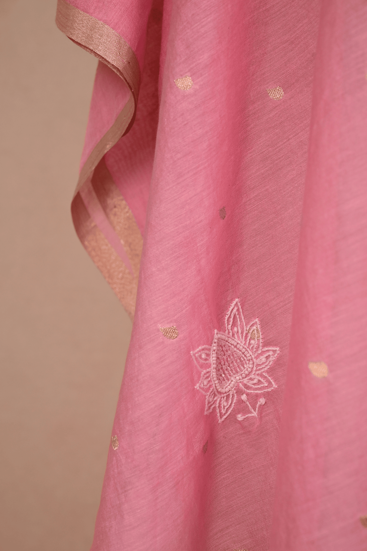 Blush Pink Banarasi Chanderi Chikankari Kaftan