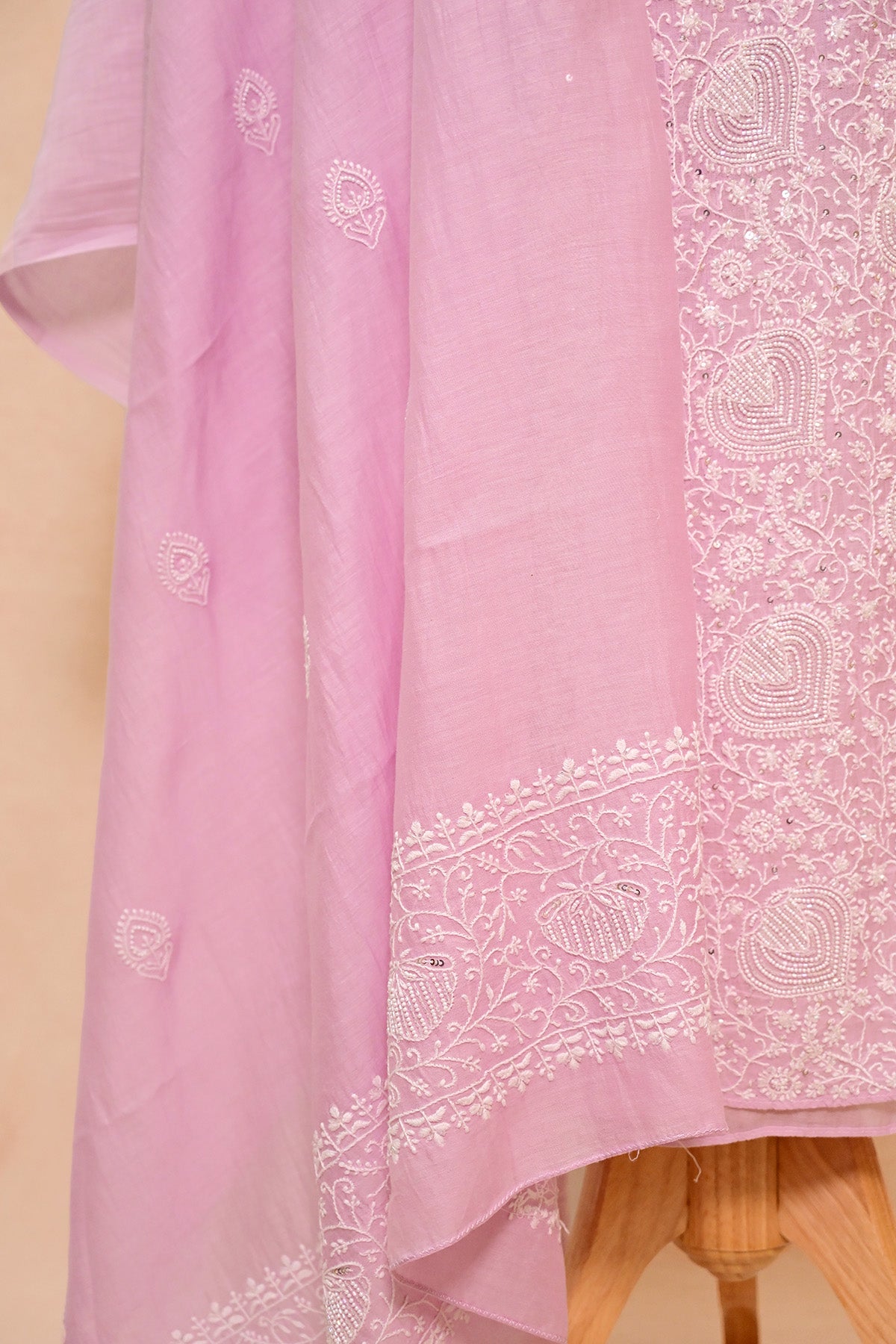 Light Lavender Chanderi Chikankari Suit