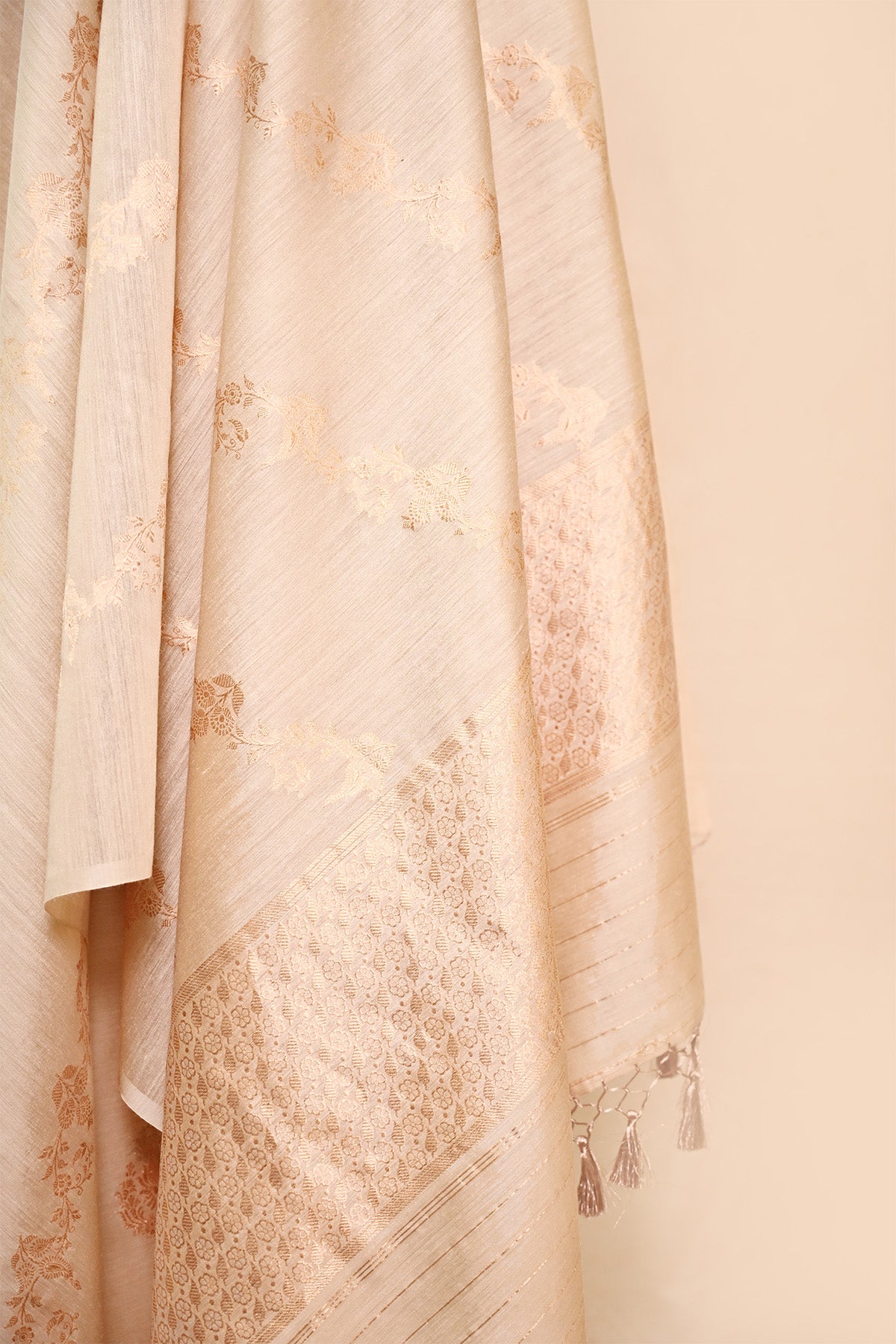 Beige Moonga Silk Banarasi Suit
