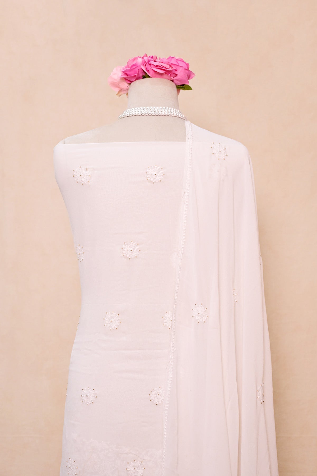 Off White Georgette Chikankari Suit