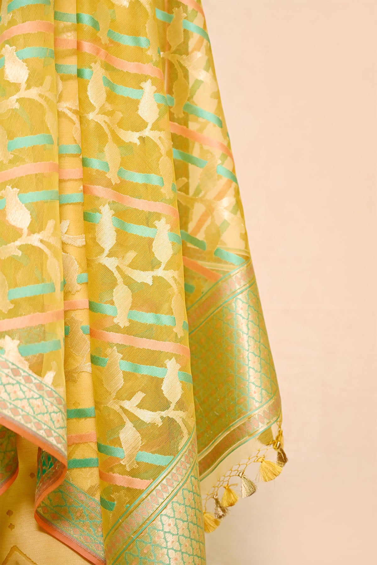 Yellow Dupion Silk Banarasi Suit