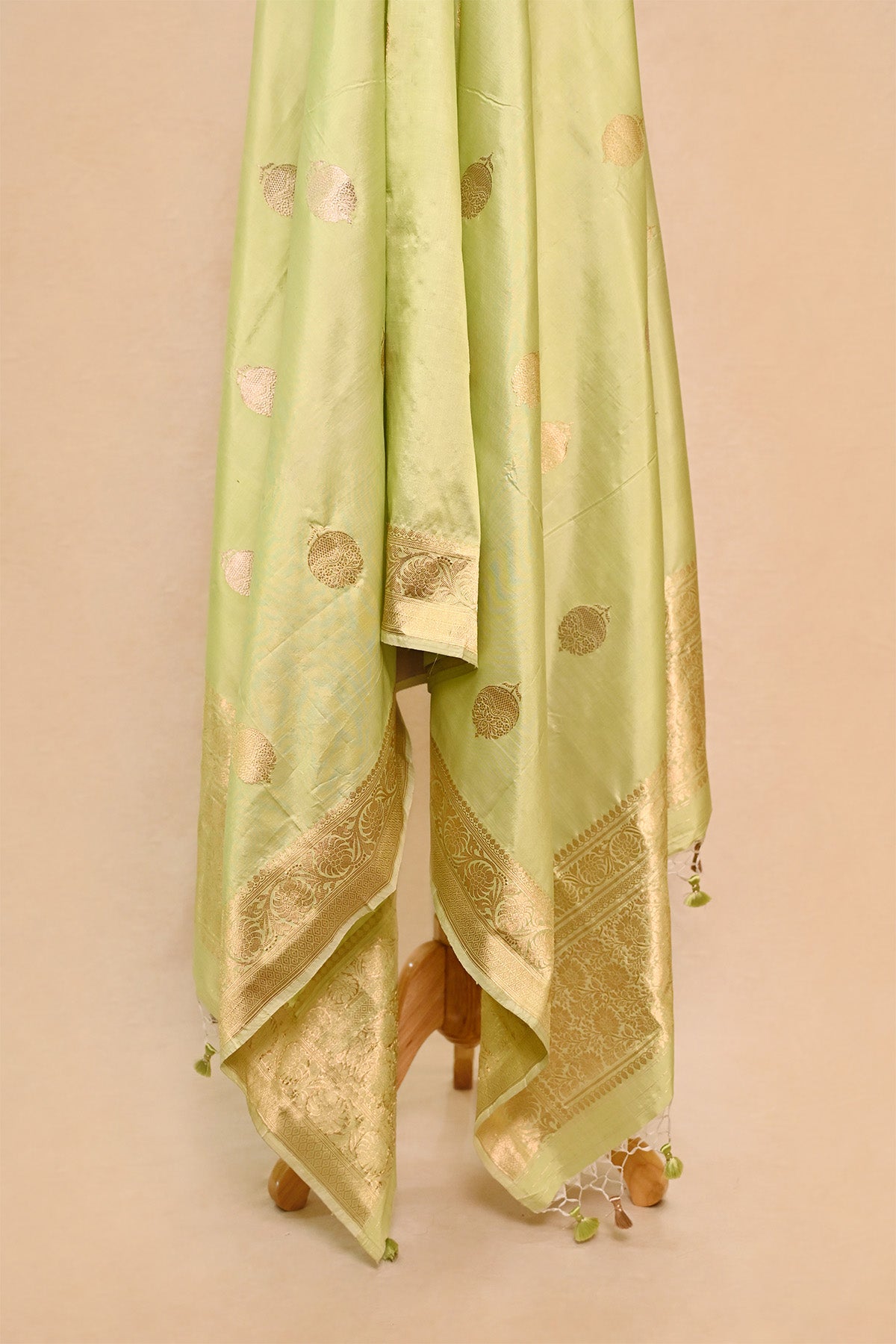 Pastel Green Katan Silk Banarasi Dupatta
