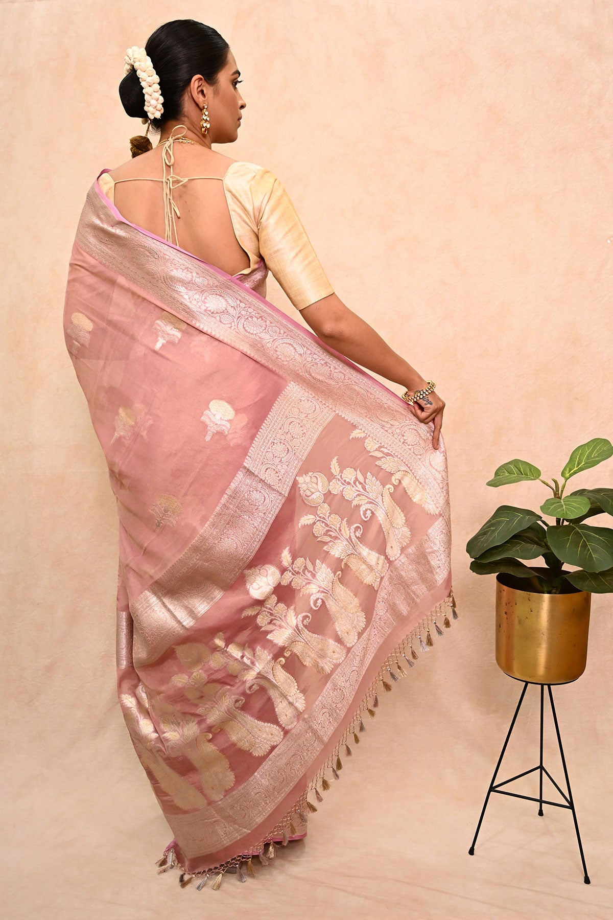 Pure Georgette Tissue Banarasi Saree with Alfi Work