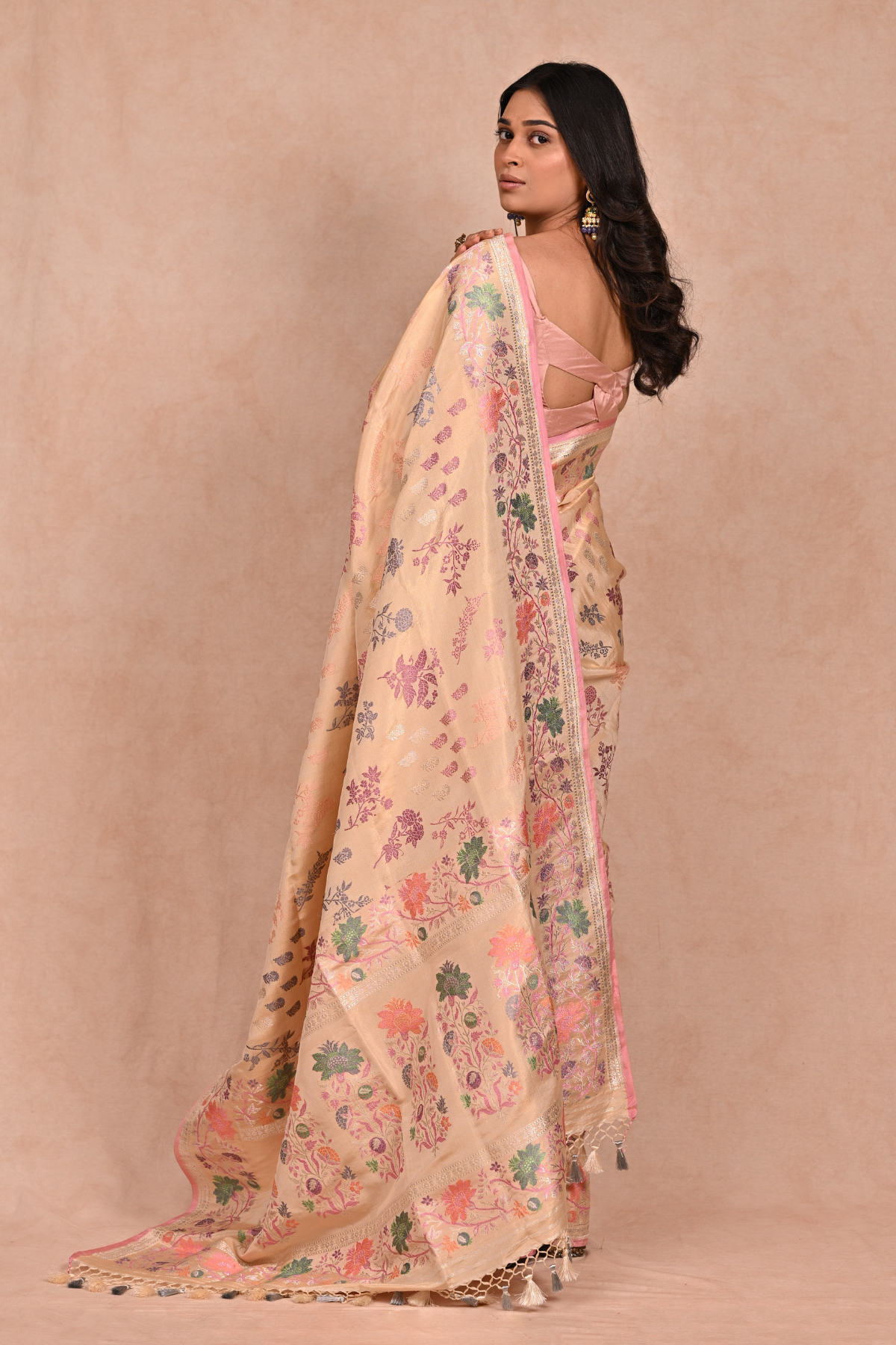Beige Tissue Silk Banarasi Saree
