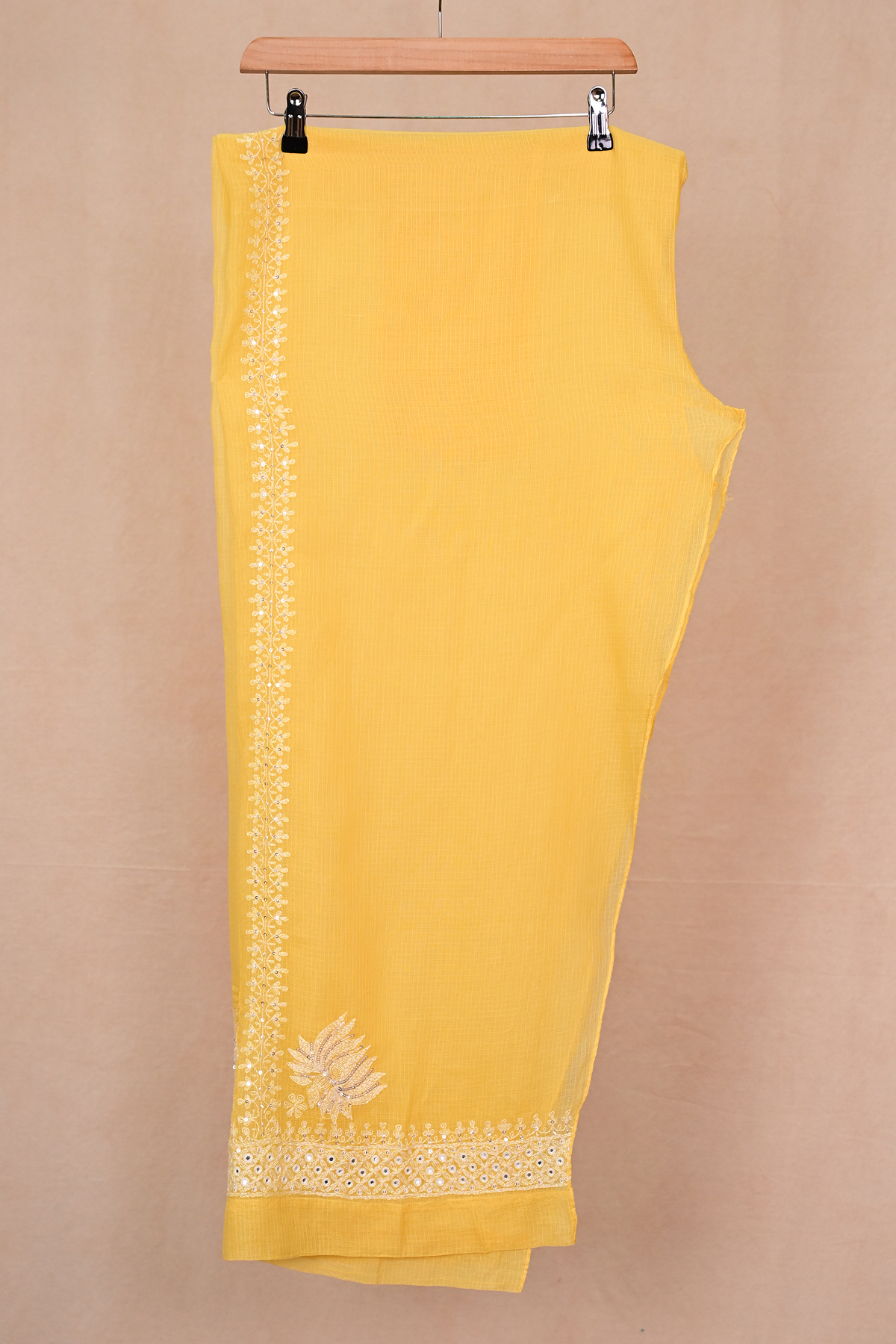 Yellow Kota Cotton Chikankari Co-ord Set