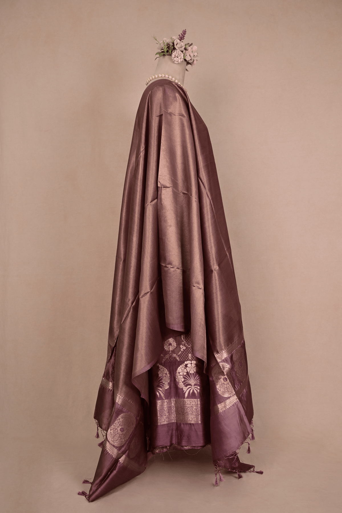 Metallic Purple Banarasi Mulberry Silk Suit