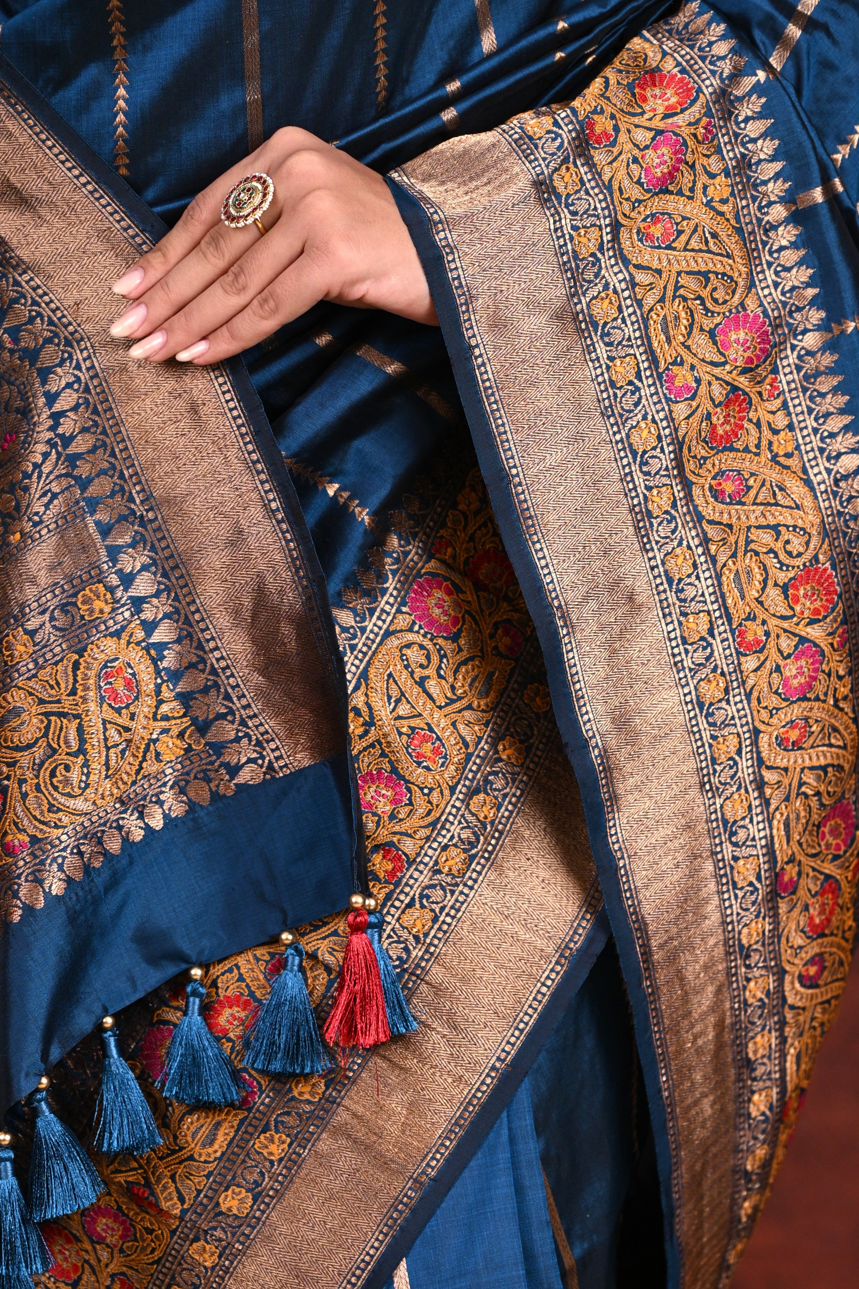Twilight Indigo Katan Silk Banarasi Saree