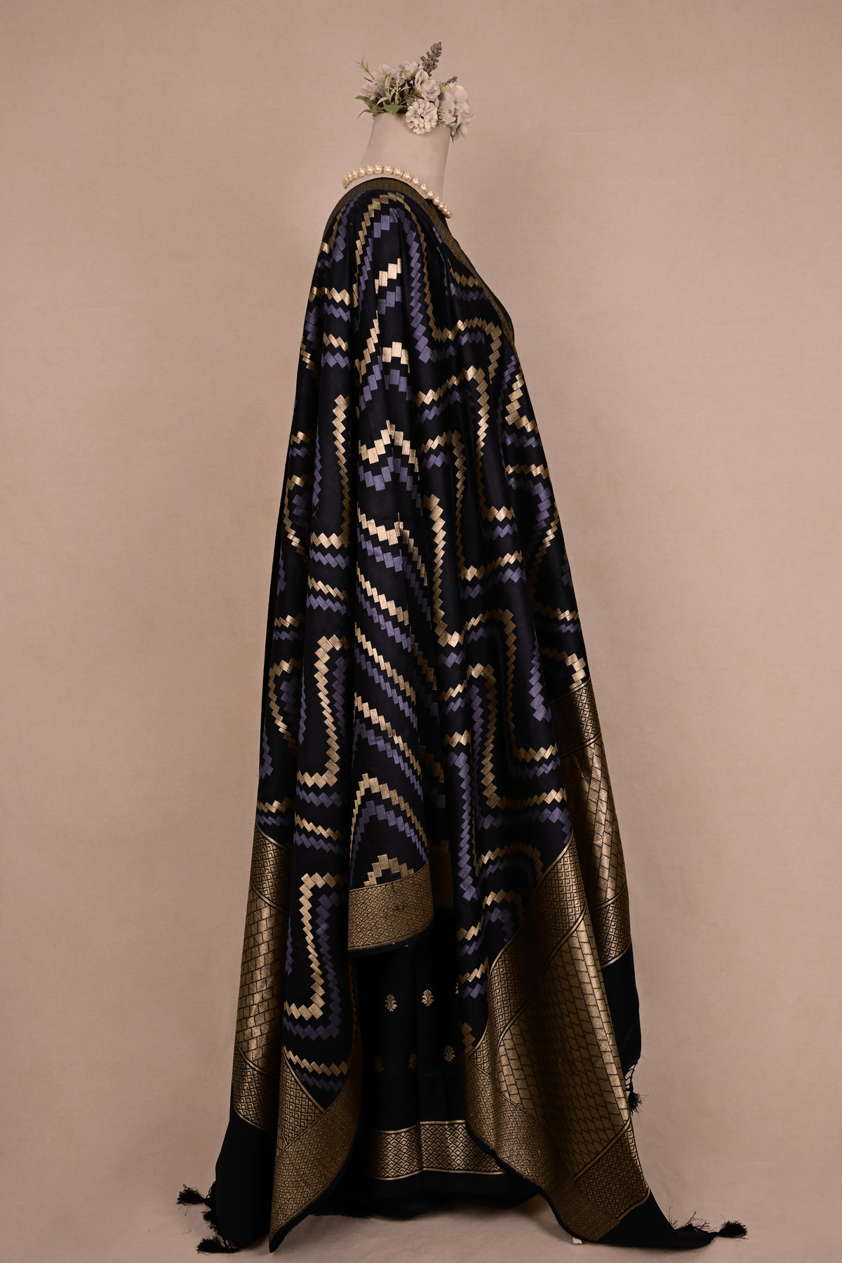Black Banarasi Dupion Silk Suit