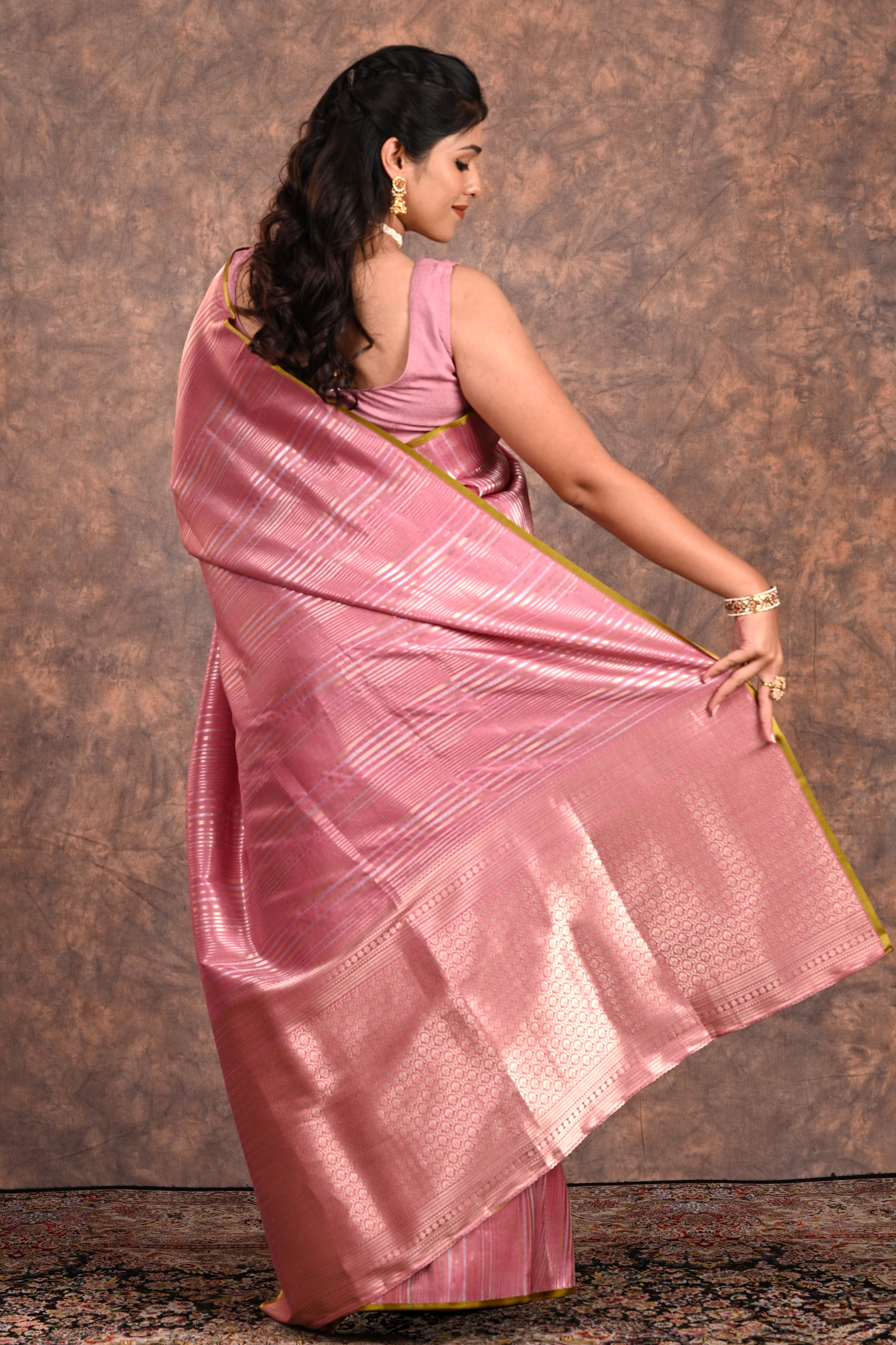Lavender Pink Katan Silk Banarasi Saree