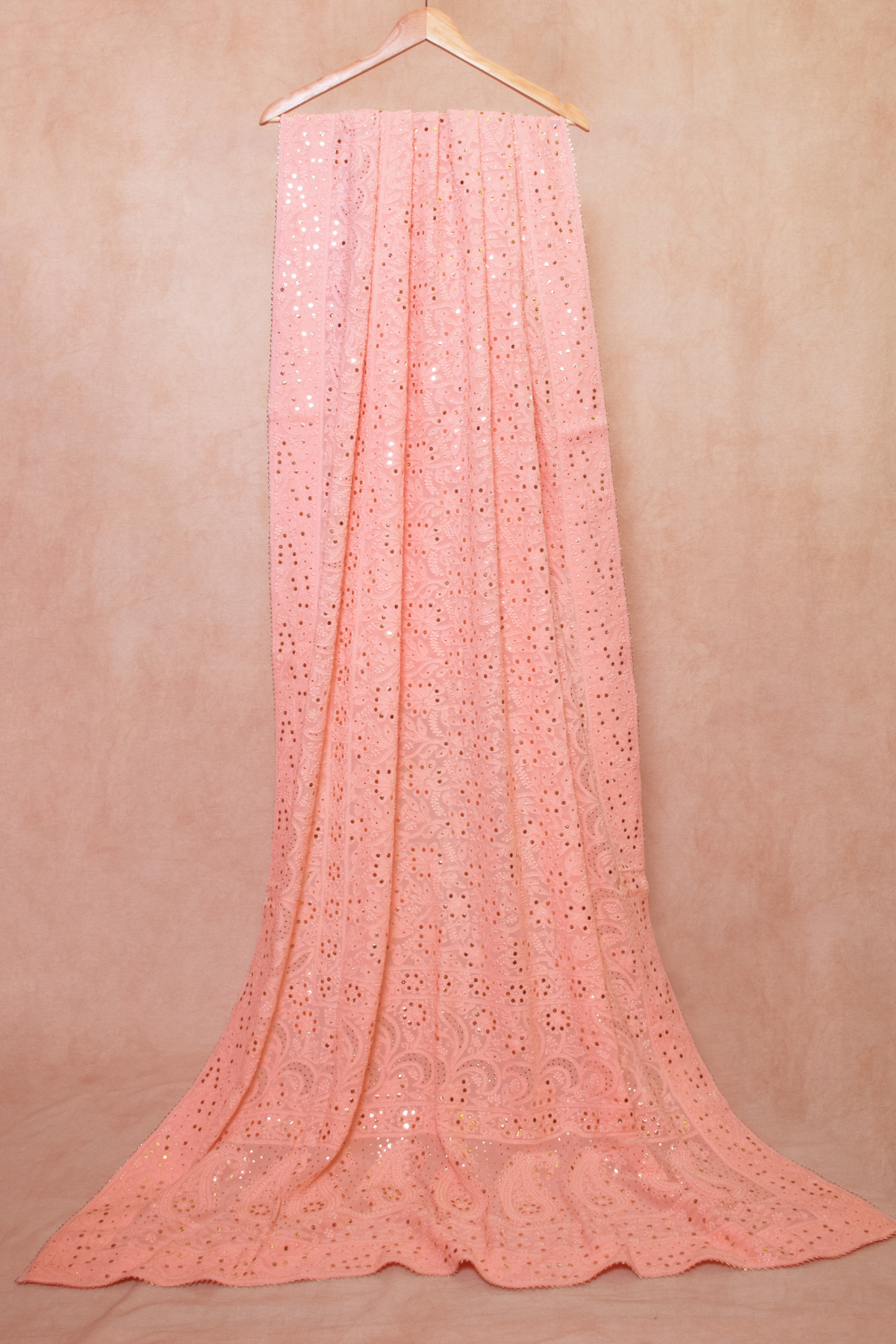 Light Pink Georgette Chikankari Dupatta
