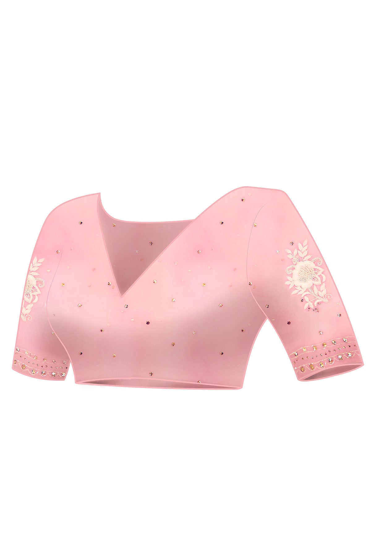 Pink Organza Chikankari saree