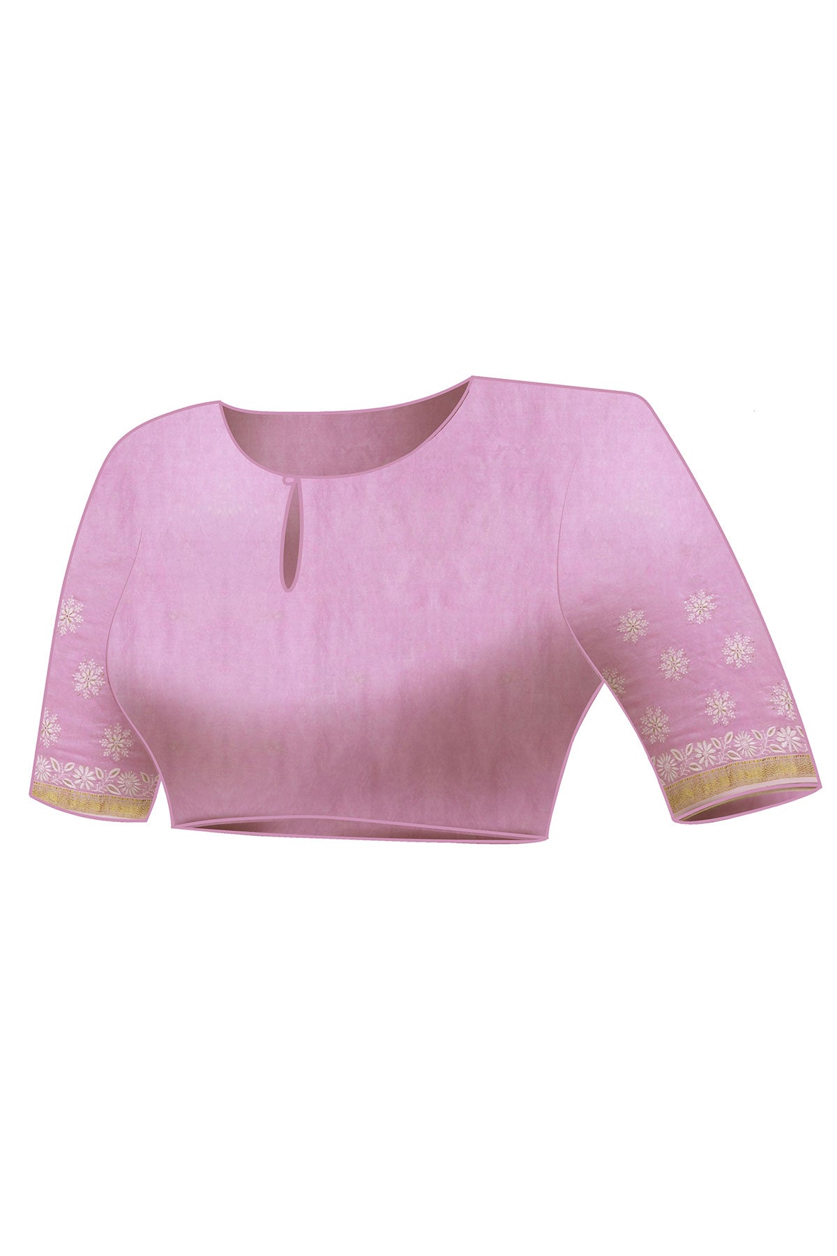 Lavender Chanderi Chikankari Saree with Zari Border