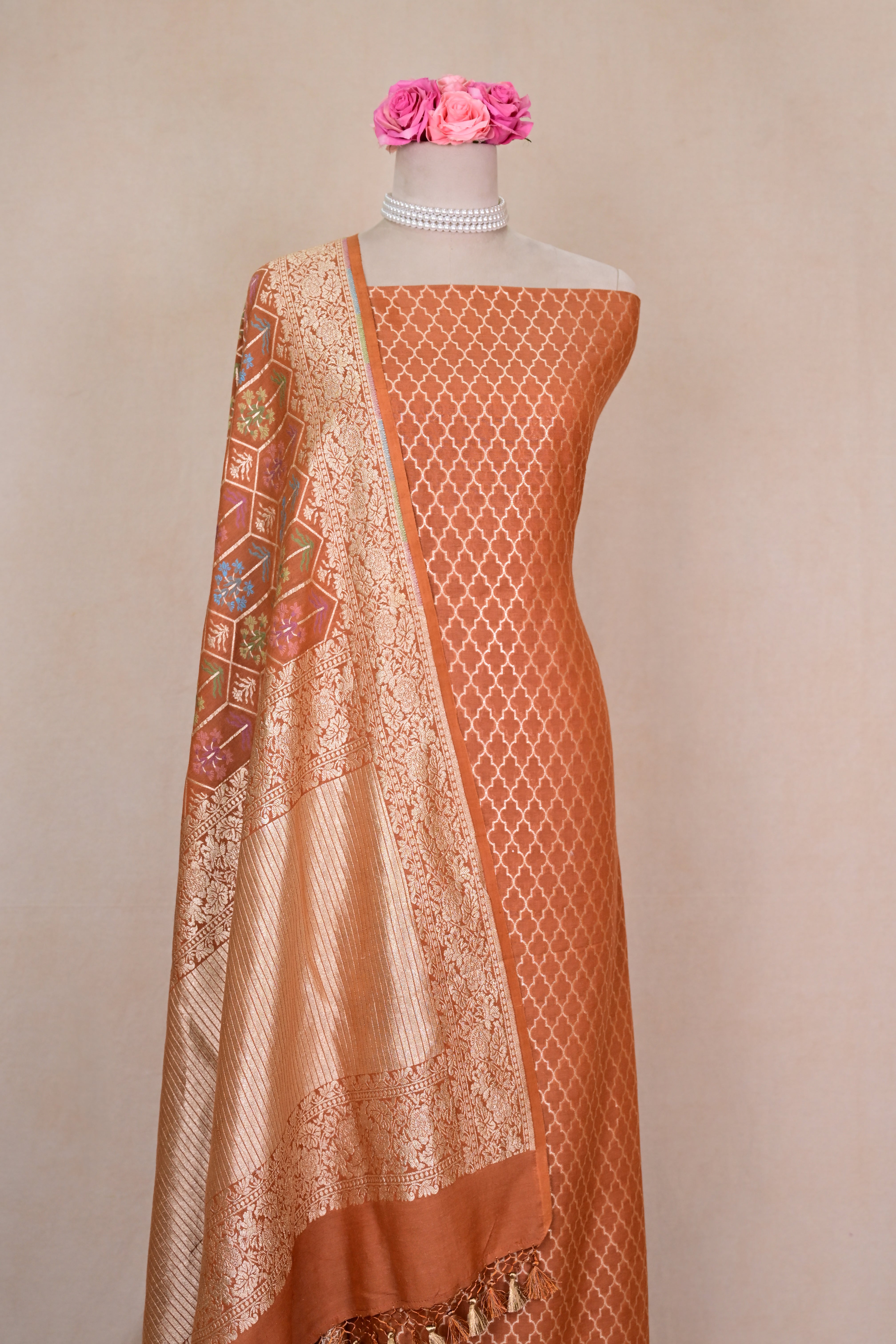 Camel Brown Banarasi Moonga Suit