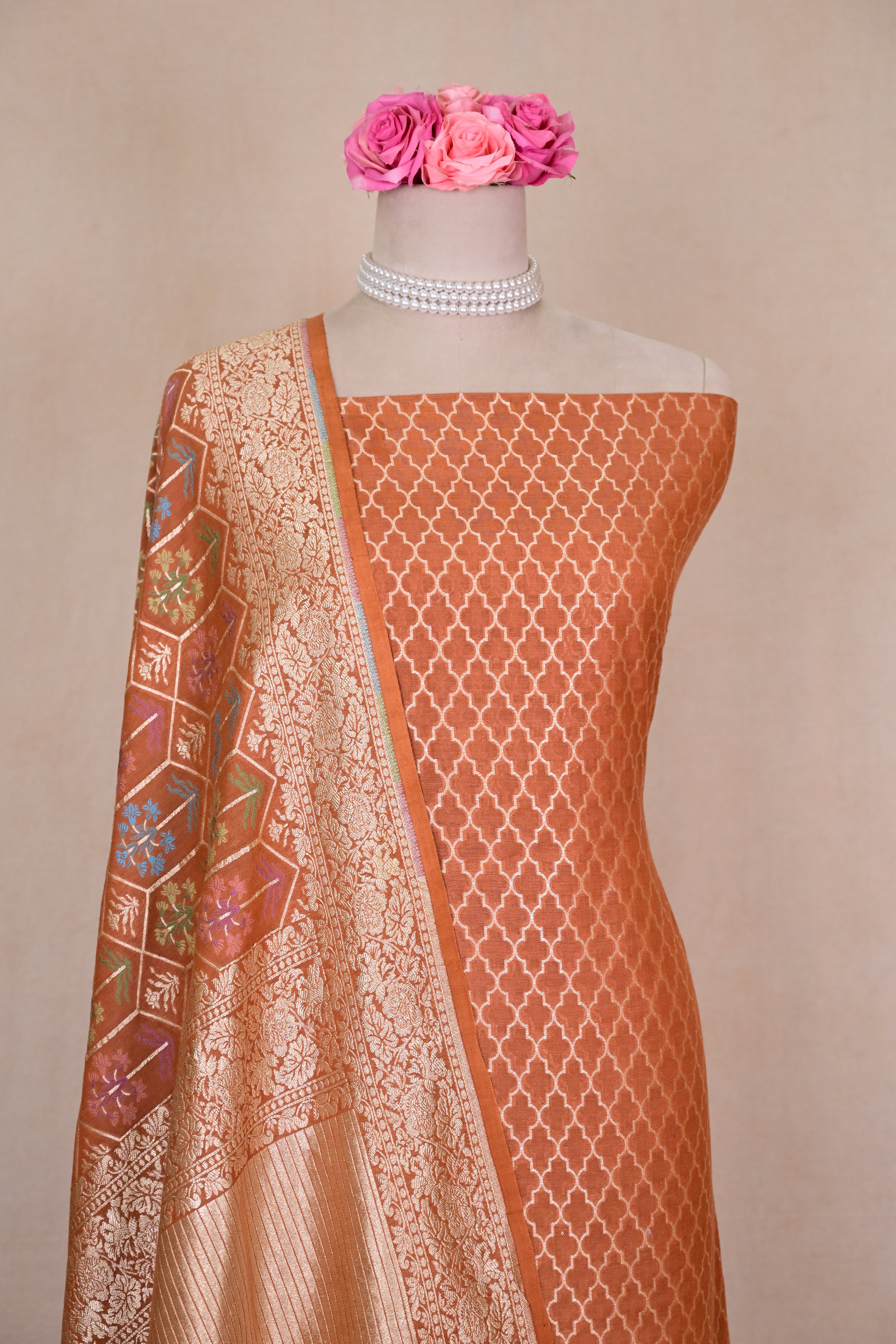 Camel Brown Banarasi Moonga Suit