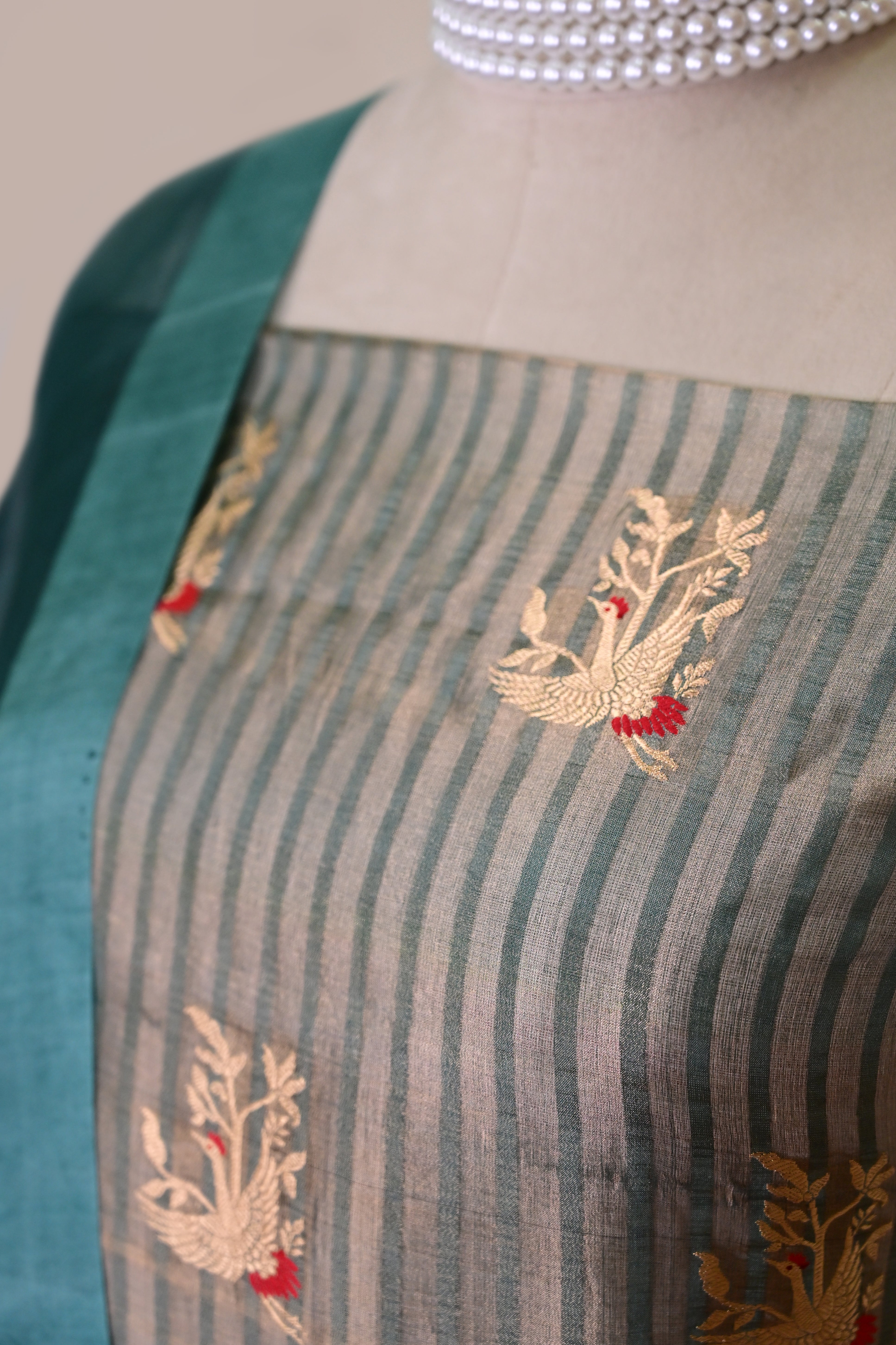 Emerald Green Kora Tissue Banarasi Suit