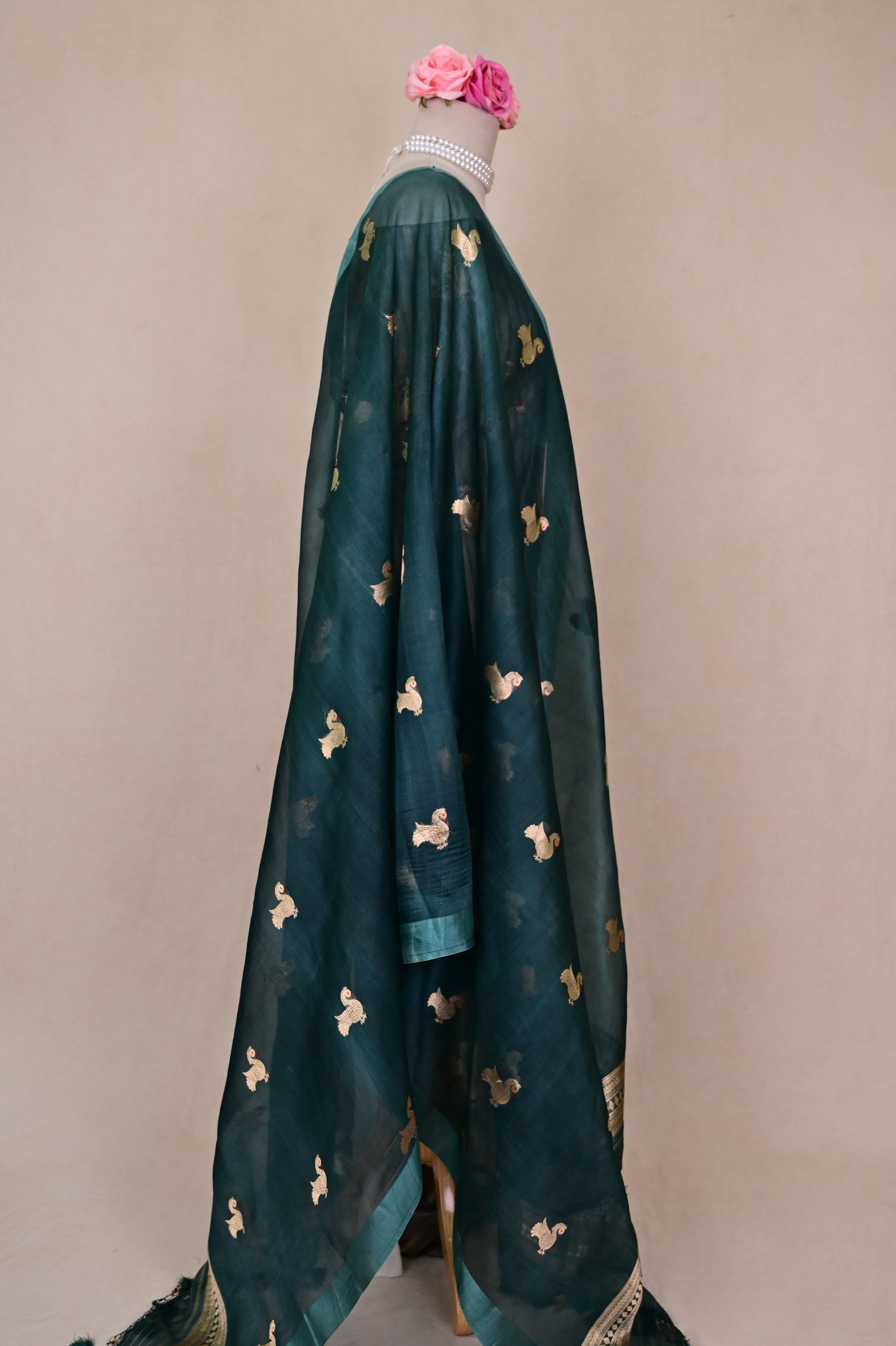 Emerald Green Kora Tissue Banarasi Suit