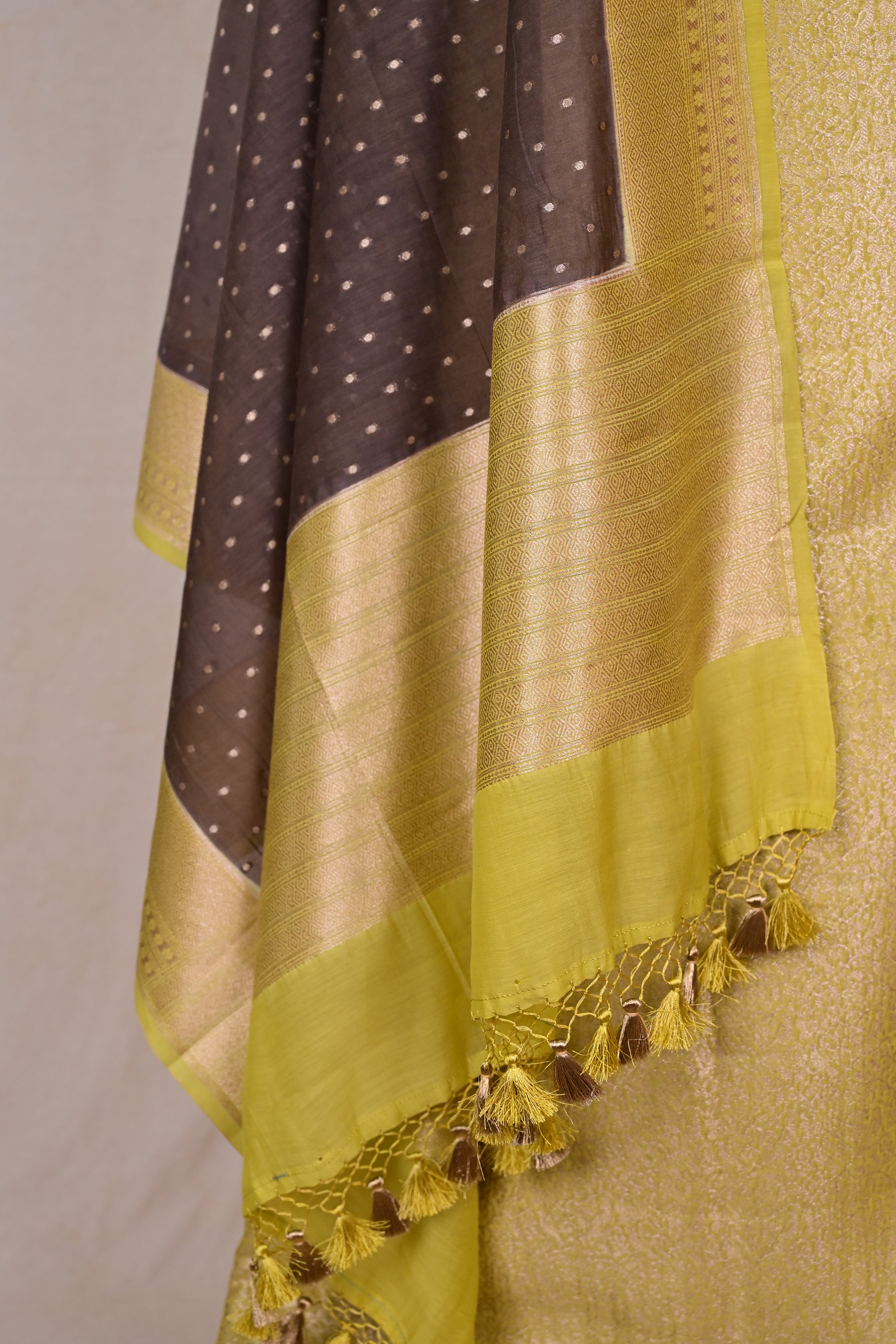 Parrot Green Chanderi Silk Banarasi Suit
