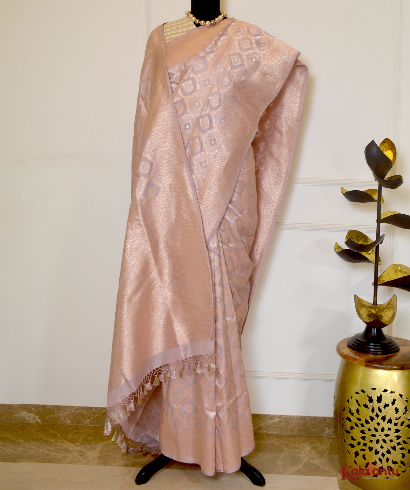 Katan Jaal Banarasi Saree with Exclusive Copper Zari & Brocade Border
