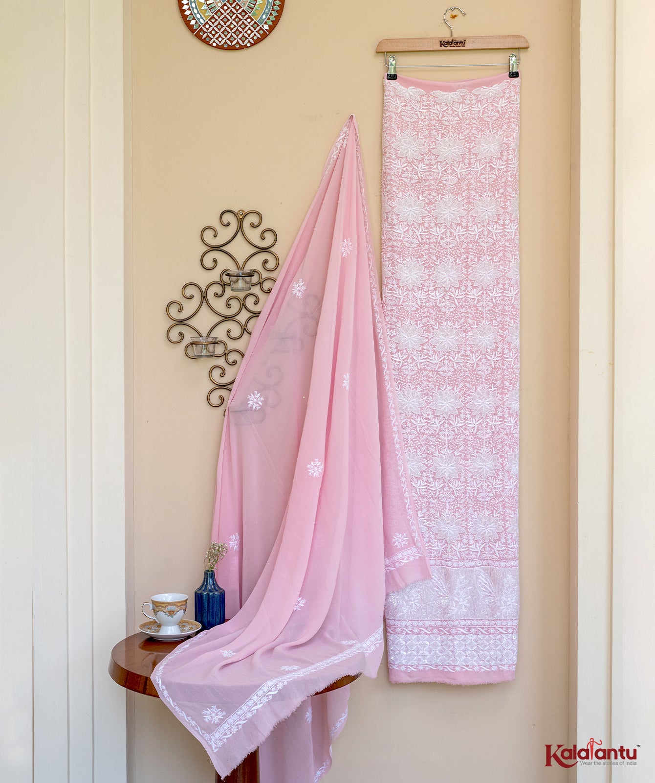Soft Pink Pure Georgette Chikankari Suit