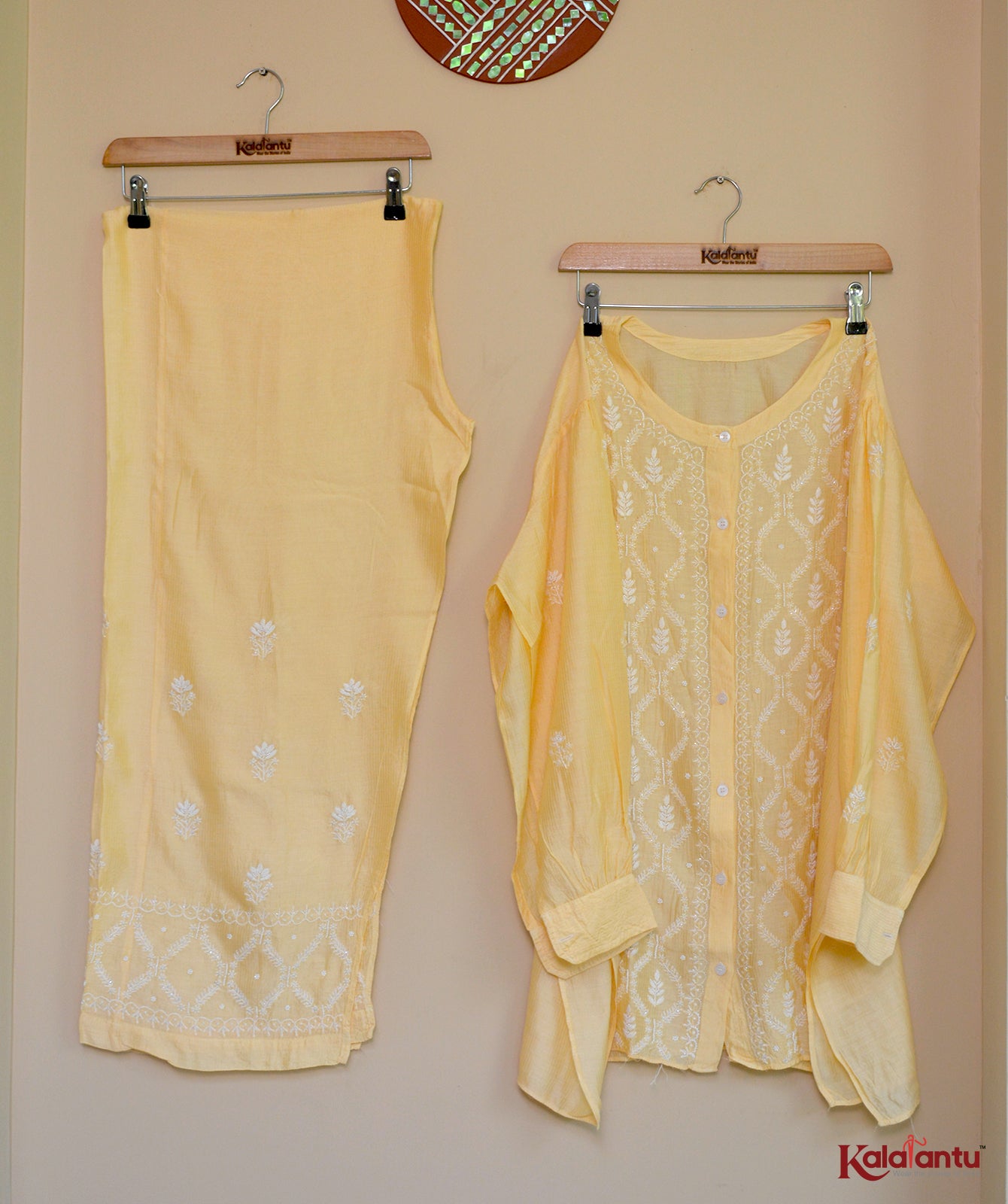 Pastel Yellow Soft Silk Semi Stitched Co-ord Set