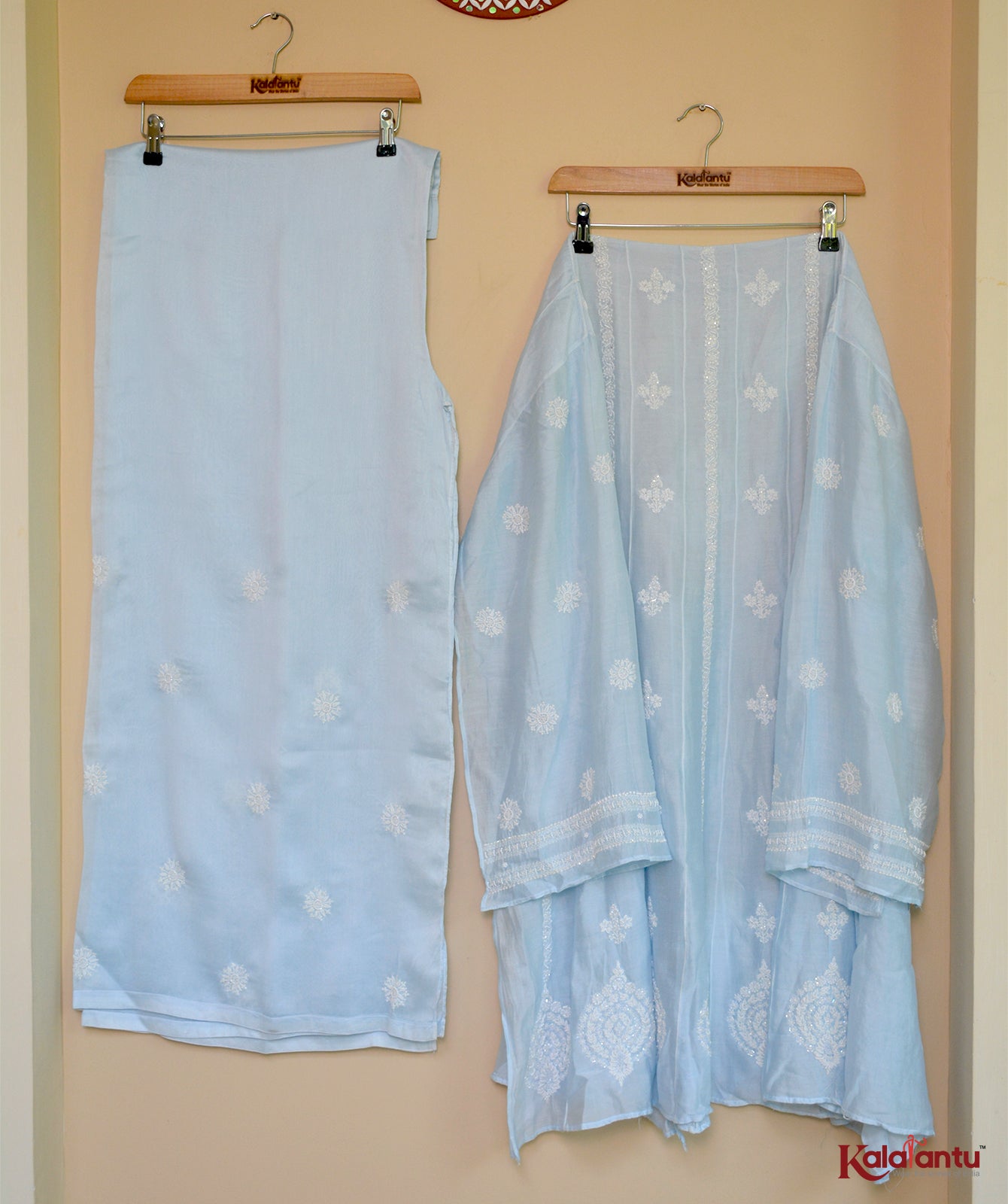 Powder Blue Soft Silk Semi Stitched Co-ord Set