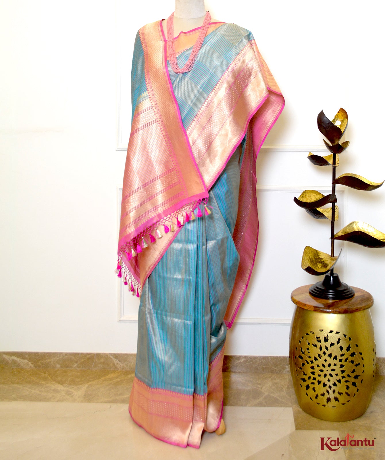 Katan Tissue Banarasi Silk Saree with Rupa-Sona Zari & Resham Work