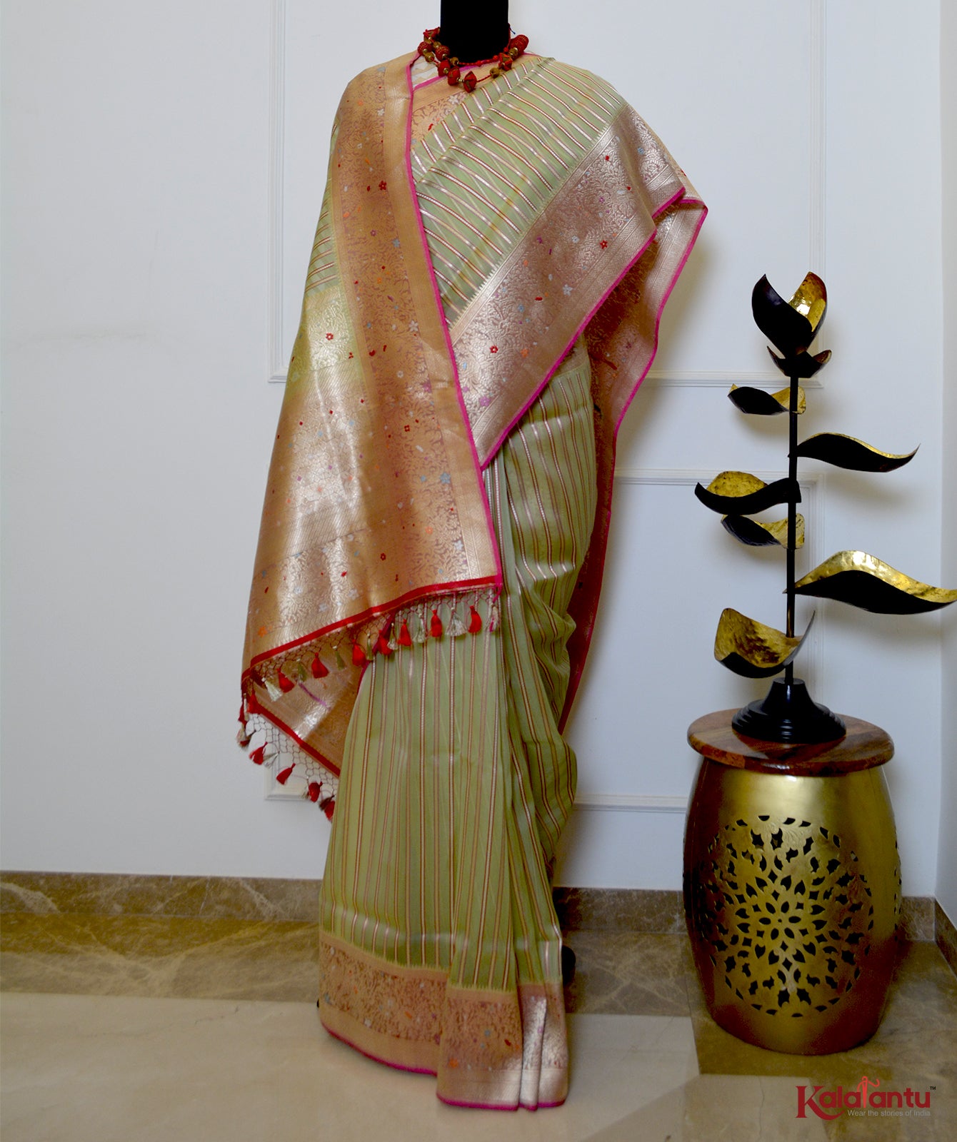 Kora Silk Banarasi Saree with Satin Border