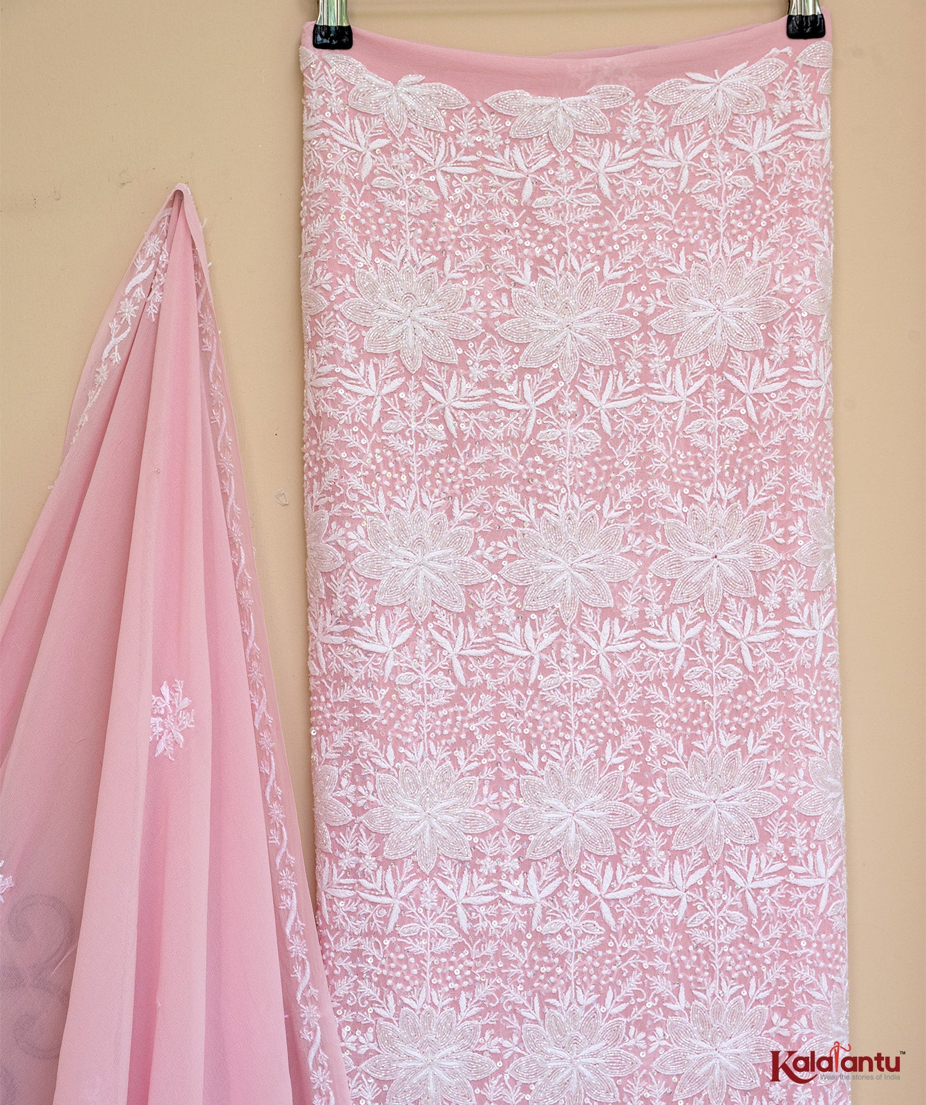 Soft Pink Pure Georgette Chikankari Suit