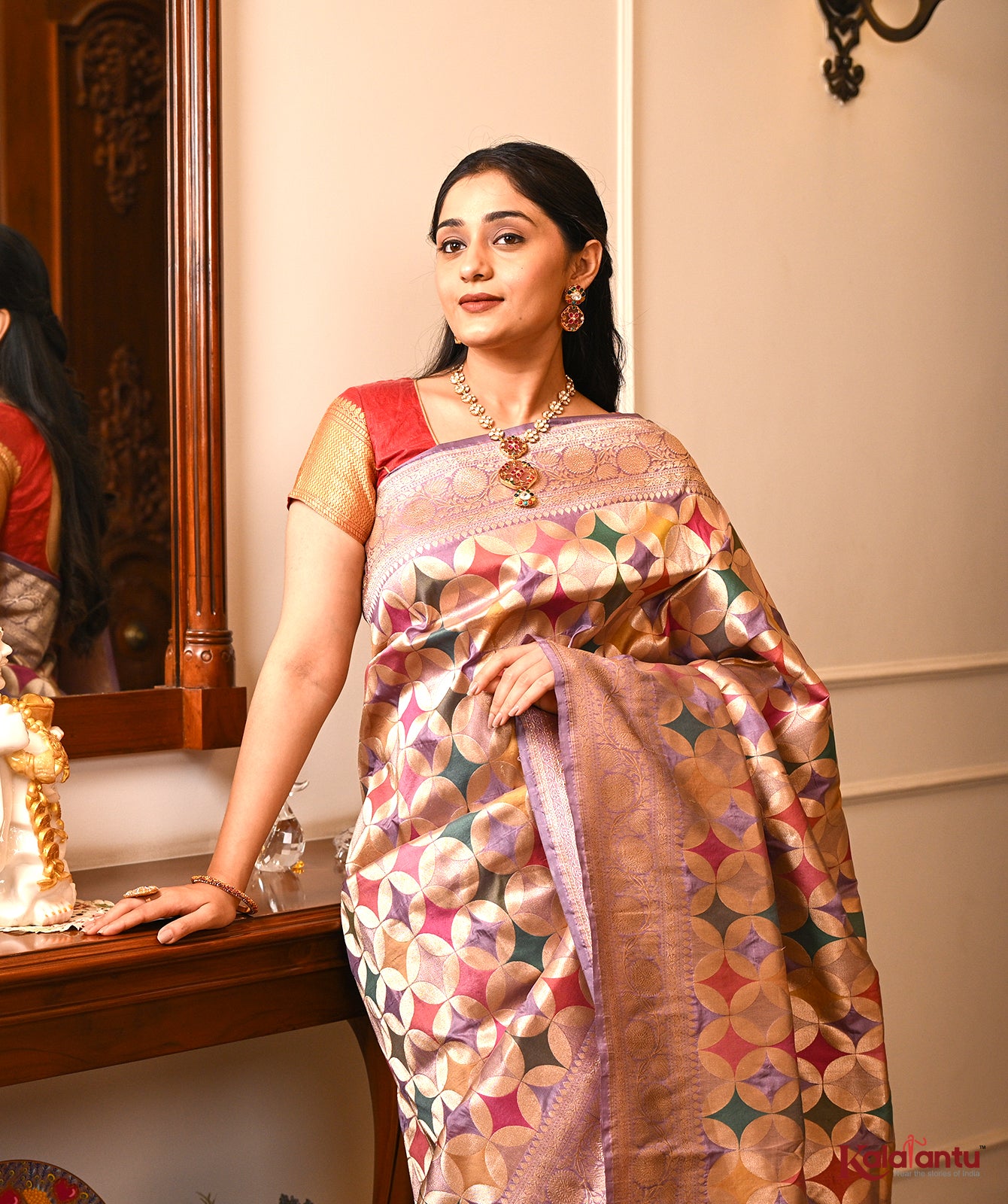 Katan Silk Rangkat Banarasi Saree with Patola-Inspired Motifs
