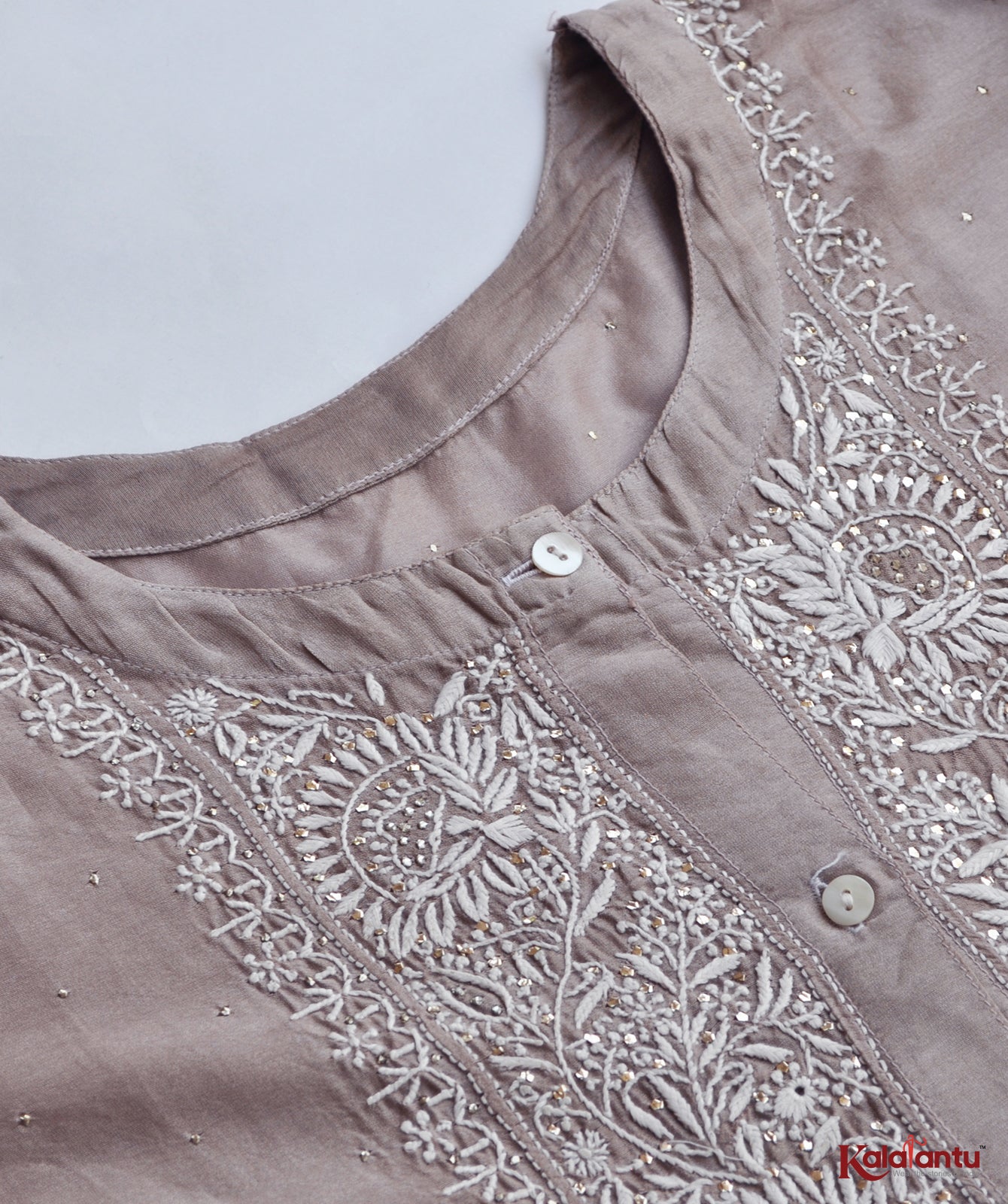 Soft Brown Pure Chanderi Semi Stitched Co-ord Set
