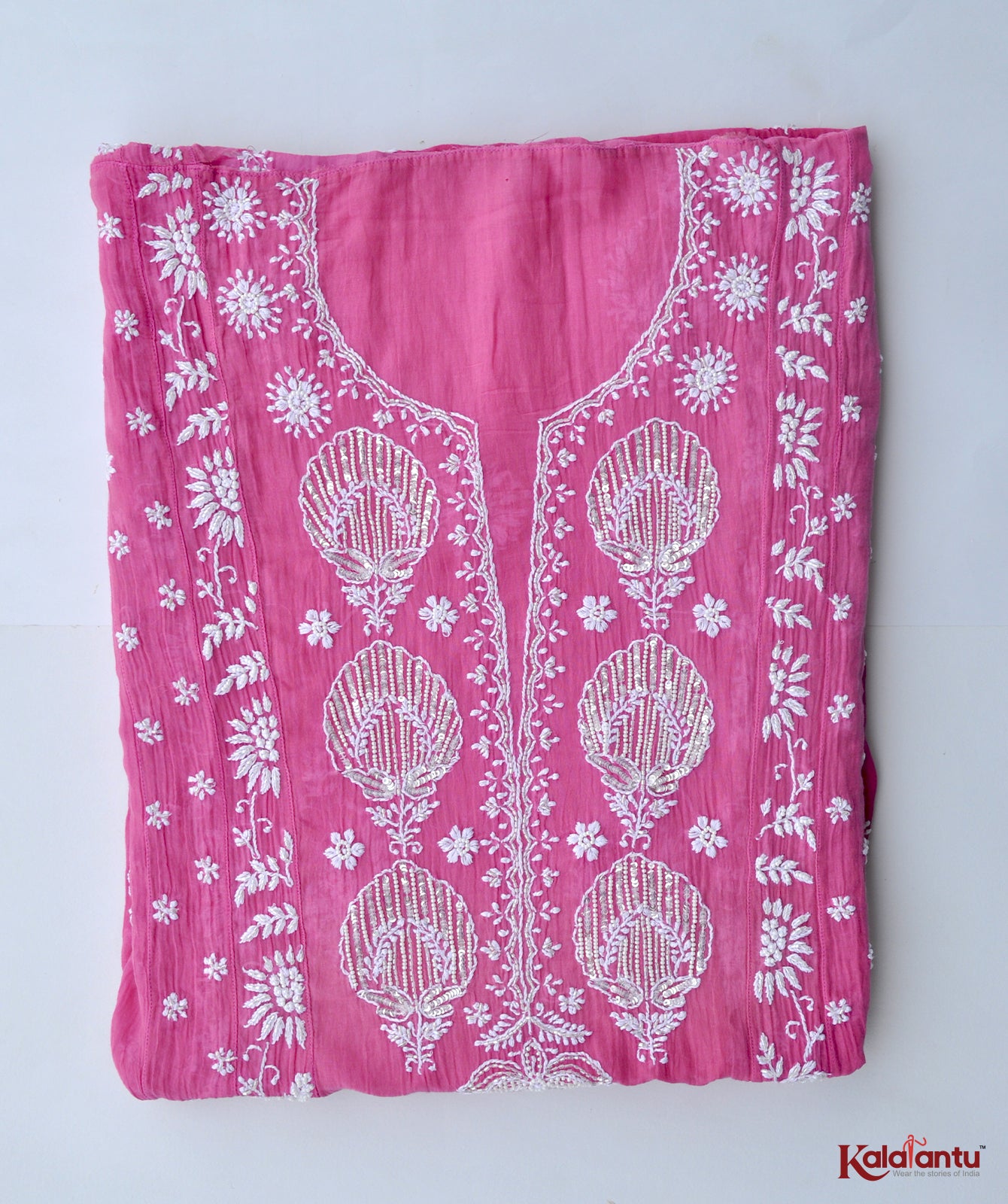 Pink Ombre Handcrafted Chikankari Anarkali