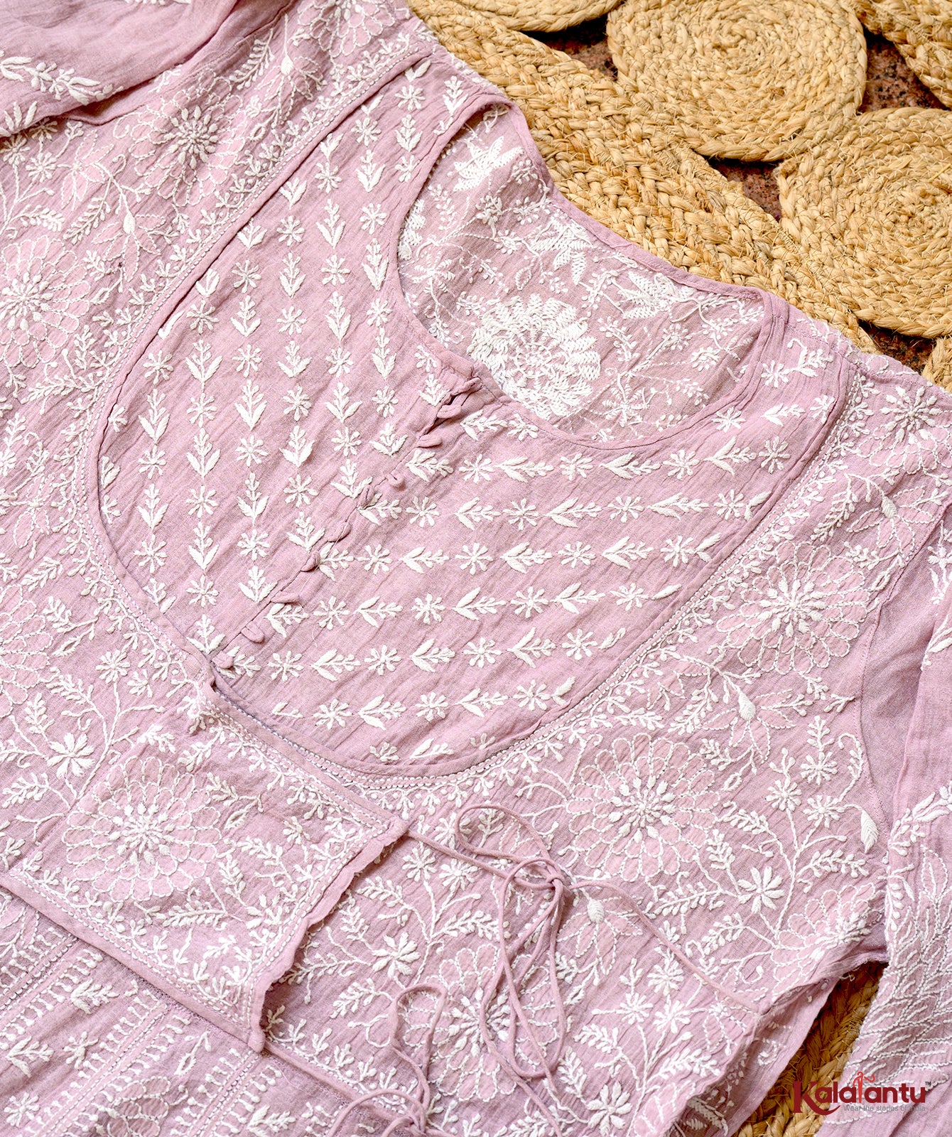 Pure Silver Tissue Chanderi Chikankari Anarkali
