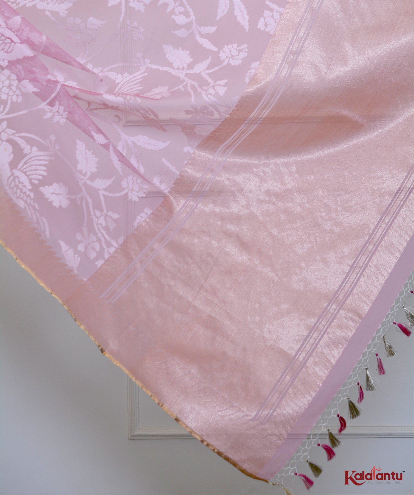 Muslin Patola Saree with Geo-Floral Texture & Cutwork