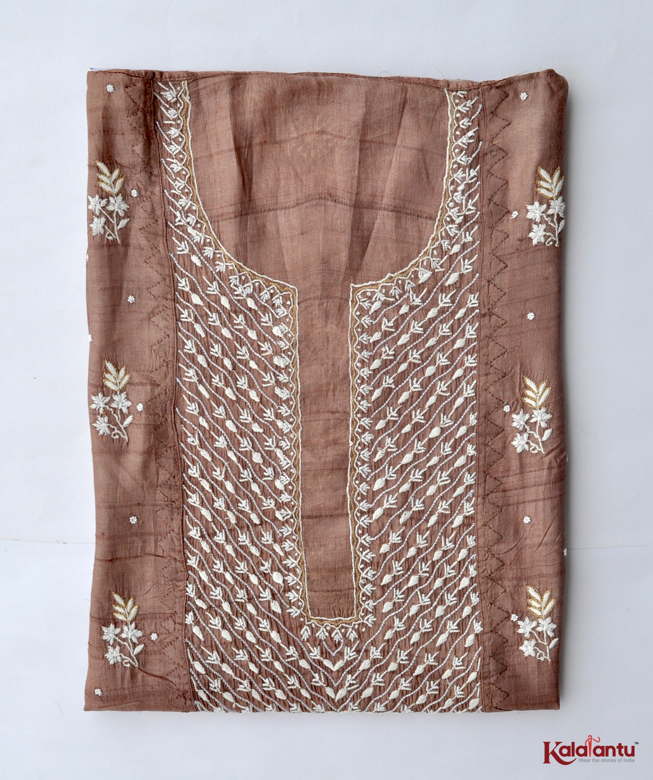 Pure Tissue Silk Kurta with Organza Dupatta Chikankari Suit