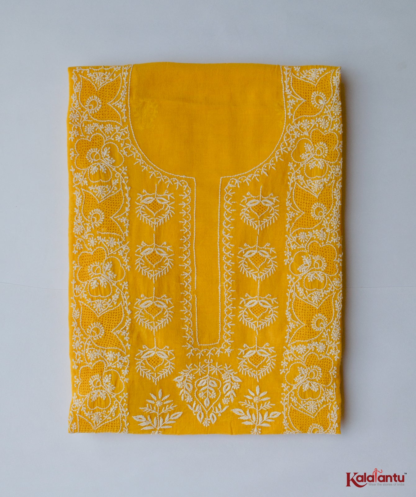 Yellow Mangalgiri Chikankari Suit