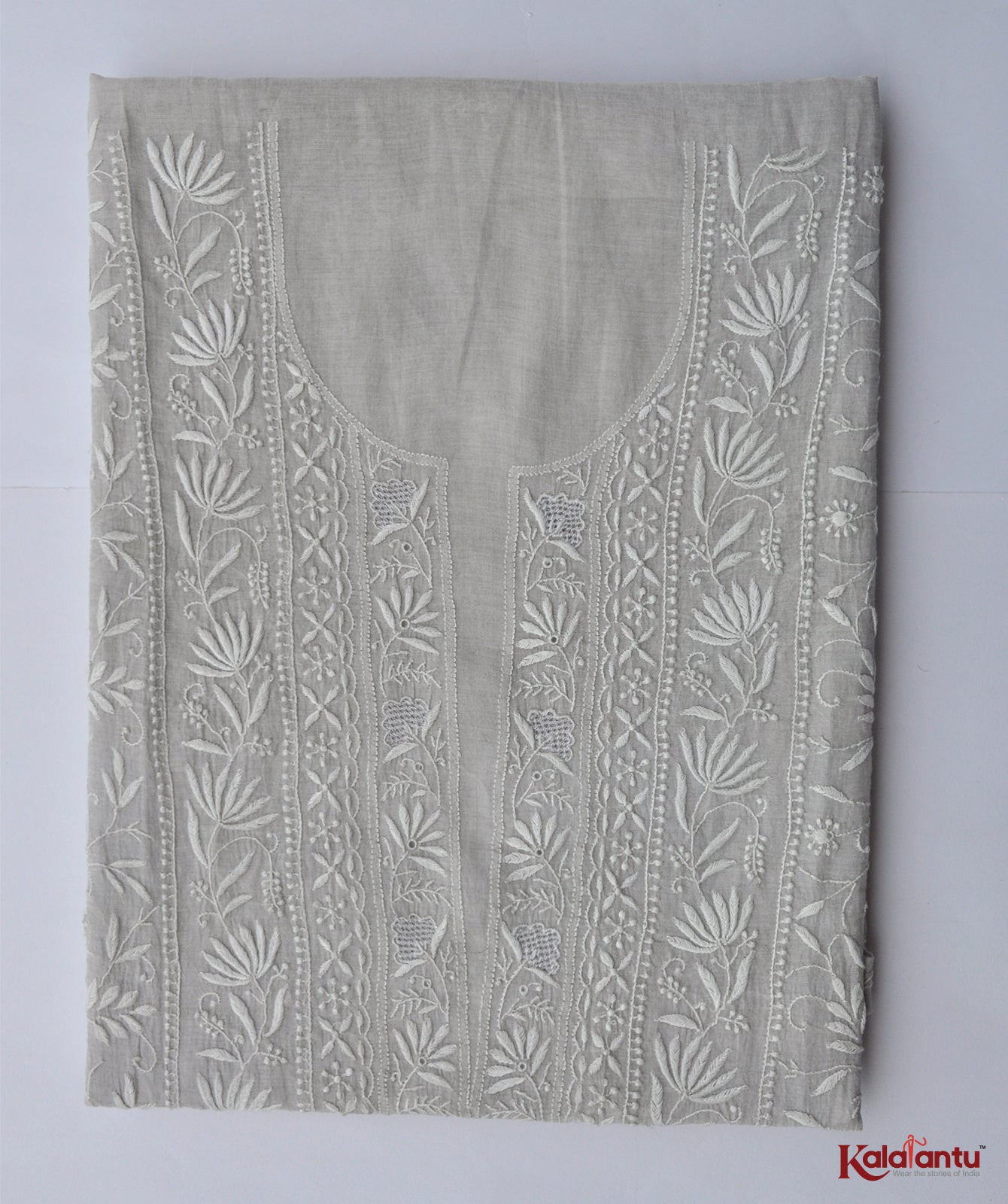 Pure Silver Tissue Chanderi Chikankari Suit
