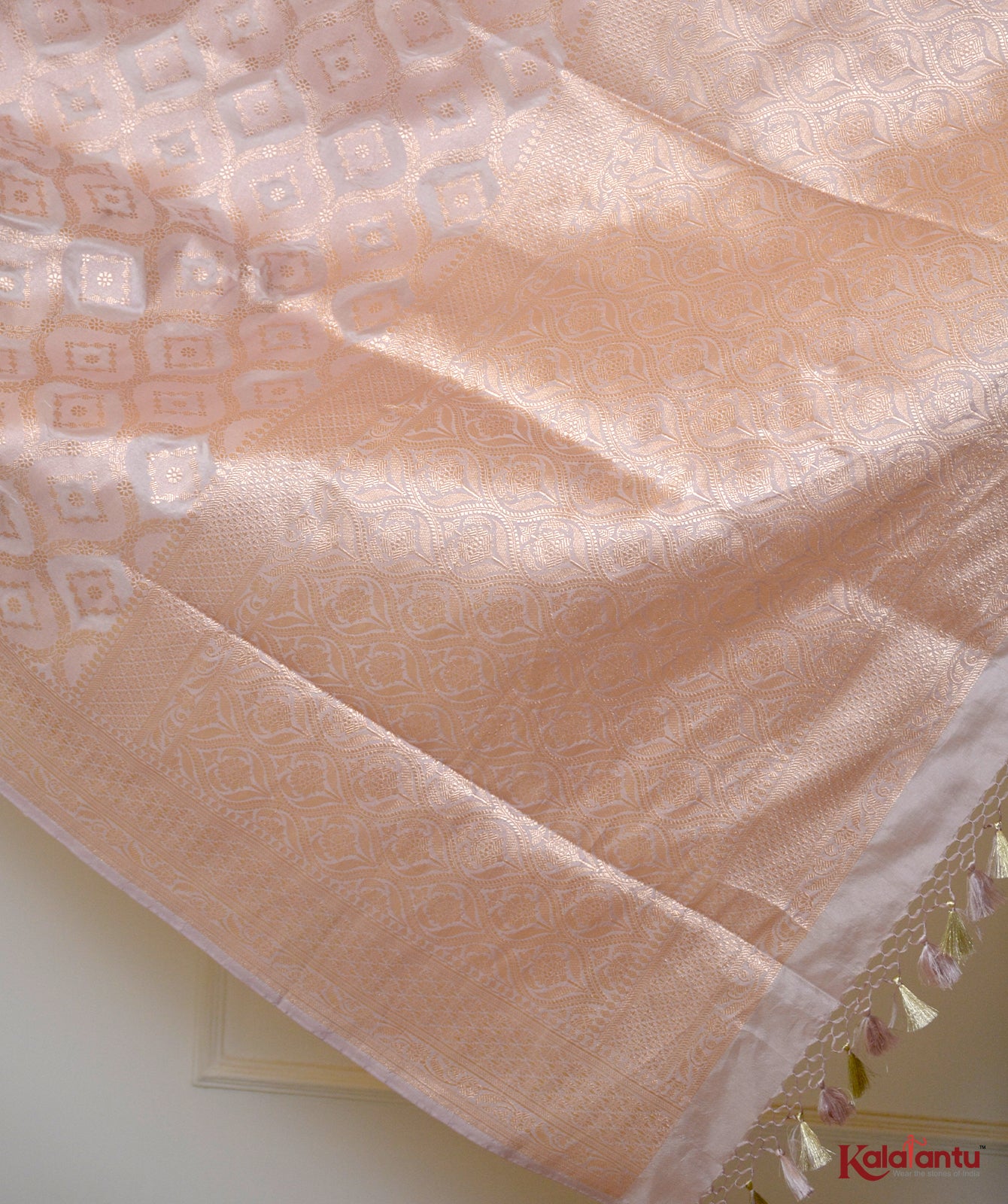 Katan Jaal Banarasi Saree with Exclusive Copper Zari & Brocade Border