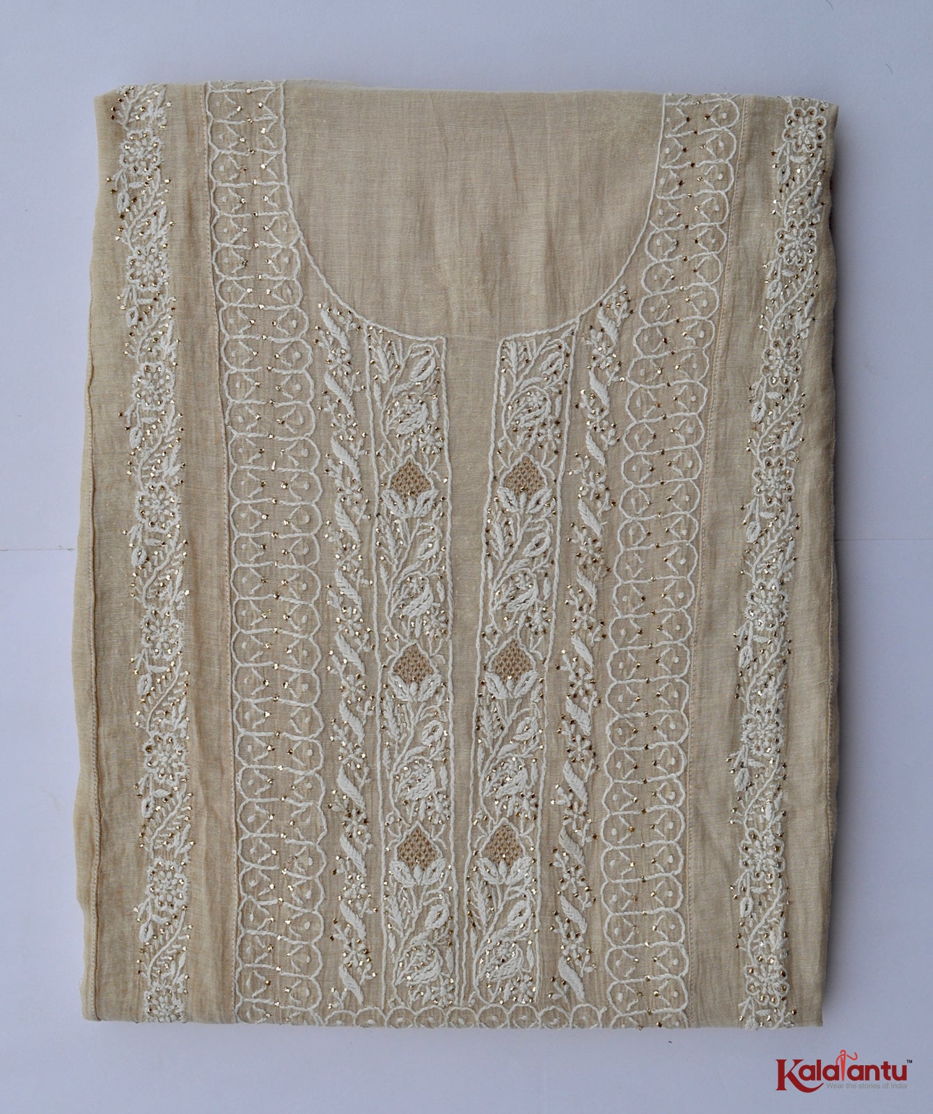 Pure Tissue Chanderi Chikankari Anarkali