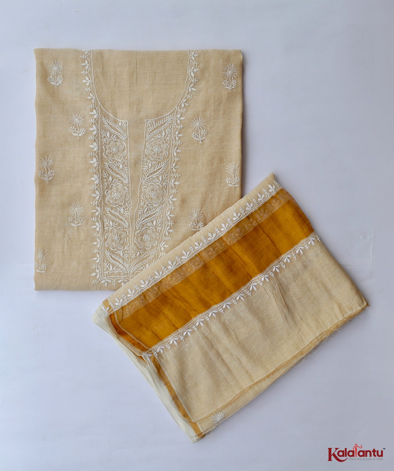 Pure Tissue Chanderi Chikankari Suit