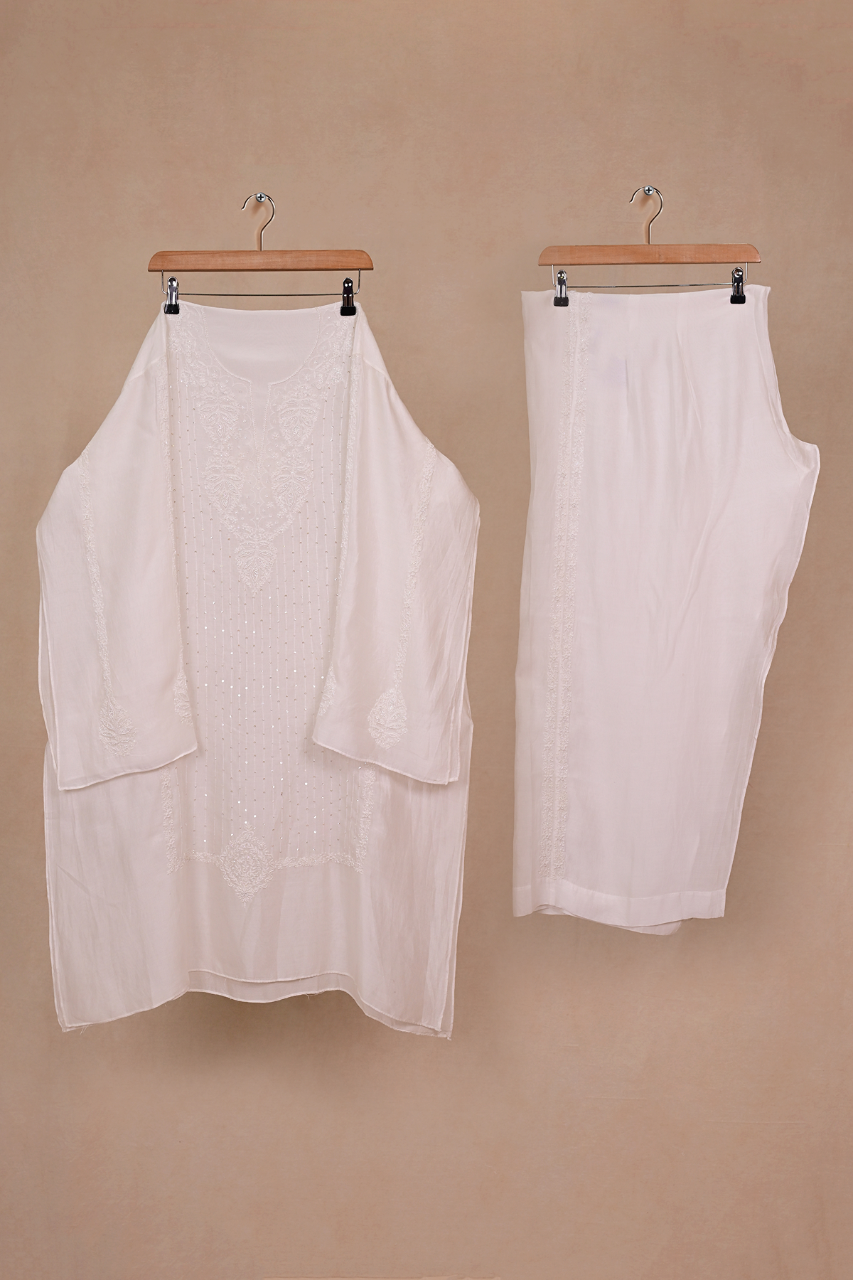 Off White
 Soft Silk Chikankari Co-ord Set