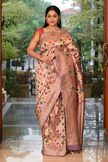 Katan Silk Rangkat Banarasi Saree with Patola-Inspired Motifs