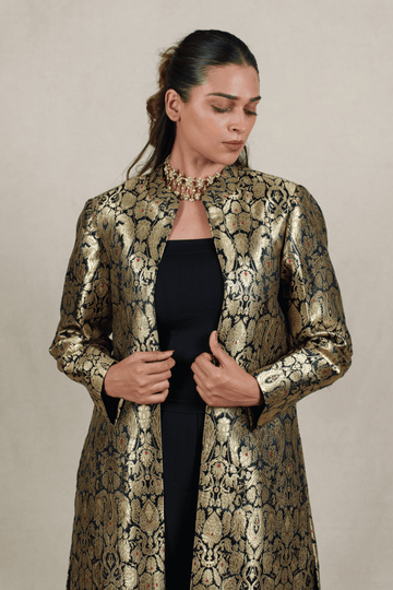 Classic Black Brocade Silk Banarasi Jacket