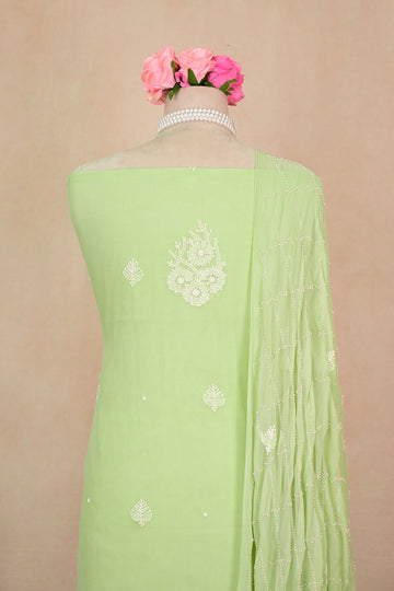 Light Green Crepe Chikankari Suit
