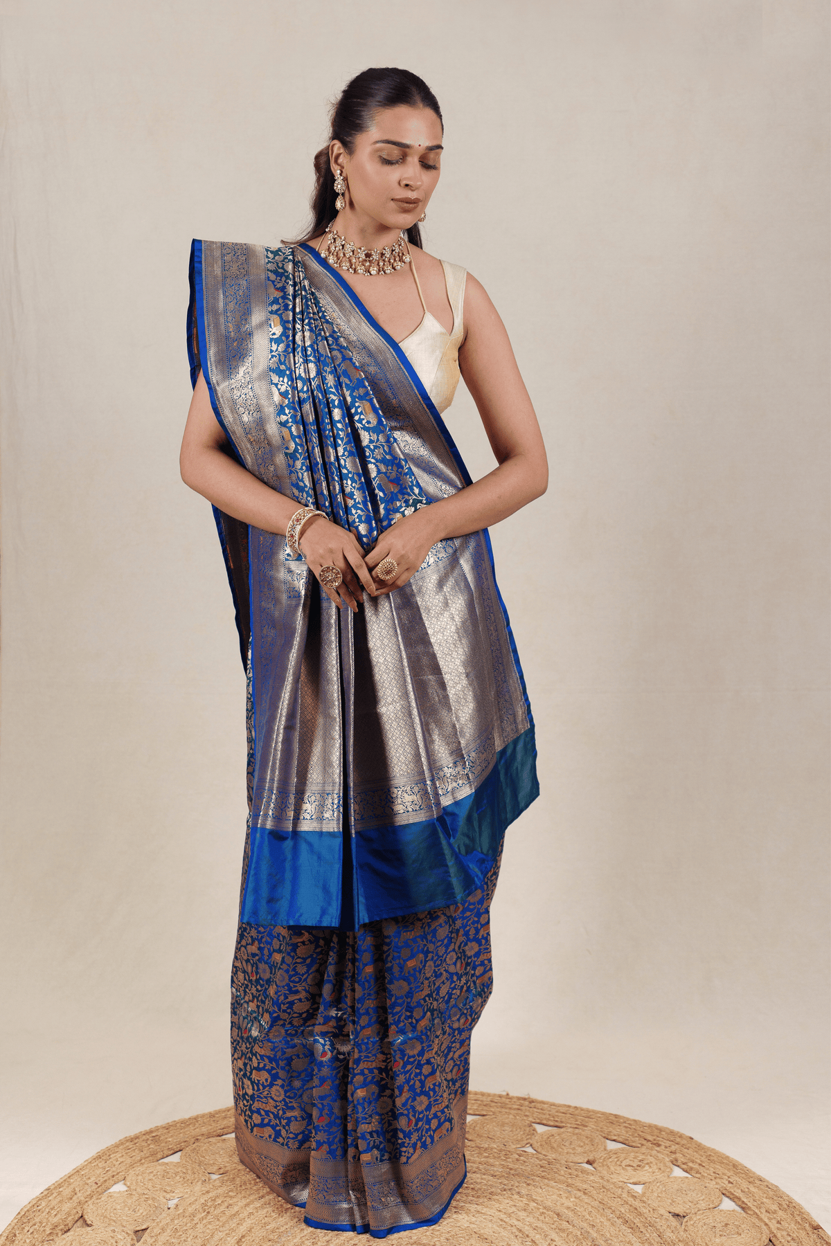 Royal Blue Katan Silk Banarasi Saree