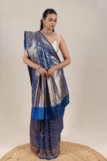 Royal Blue Katan Silk Banarasi Saree
