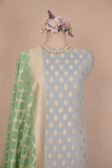 Sea Blue Banarasi Khaddi Georgette Suit