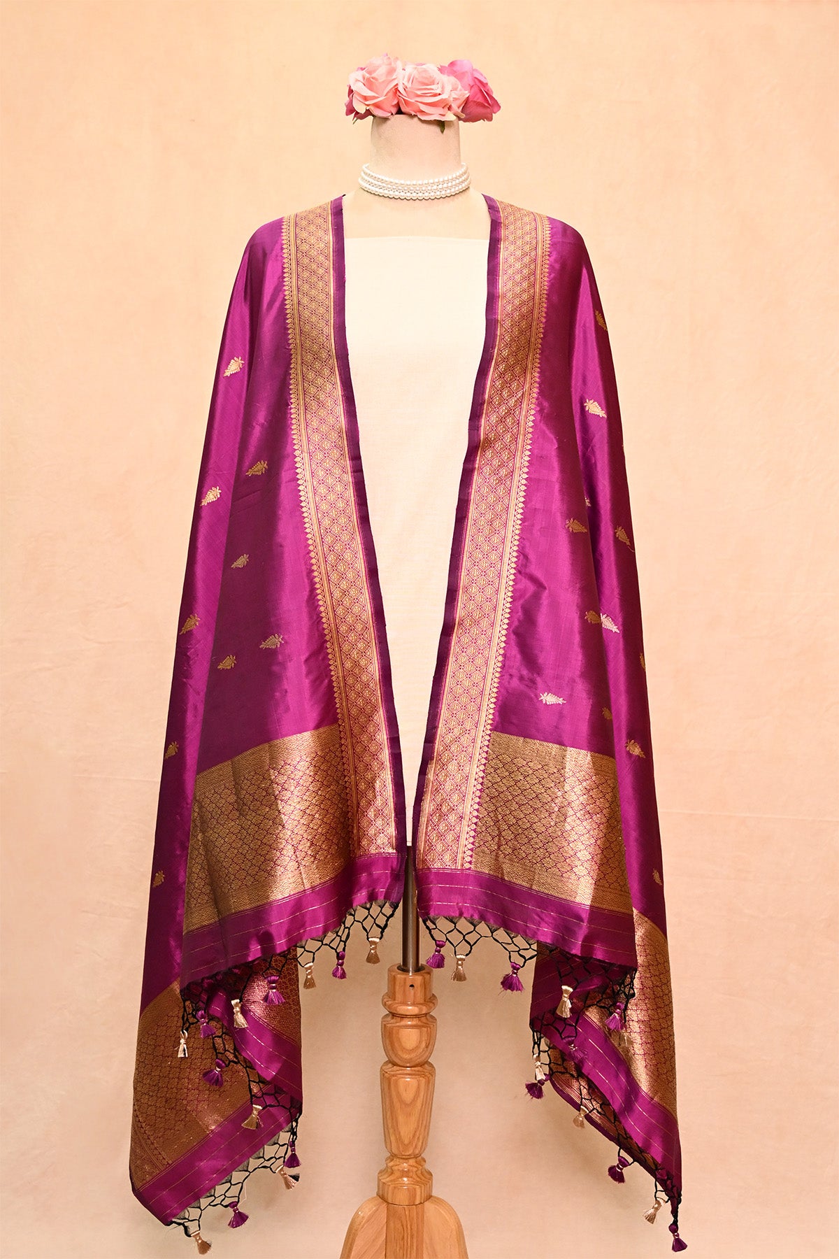 Purple Katan Silk Banarasi Dupatta