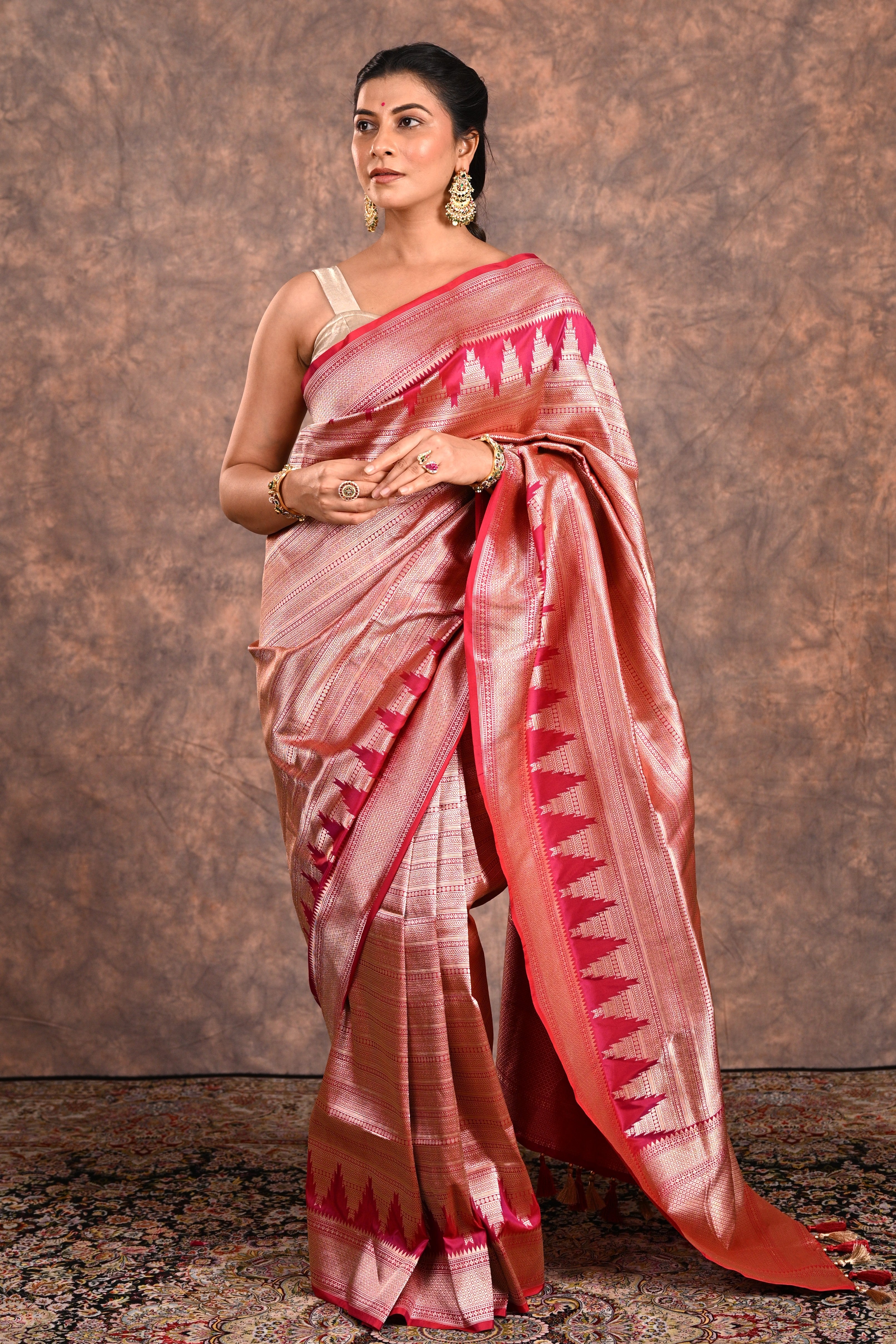 Ruby Red Katan Silk Banarasi Saree